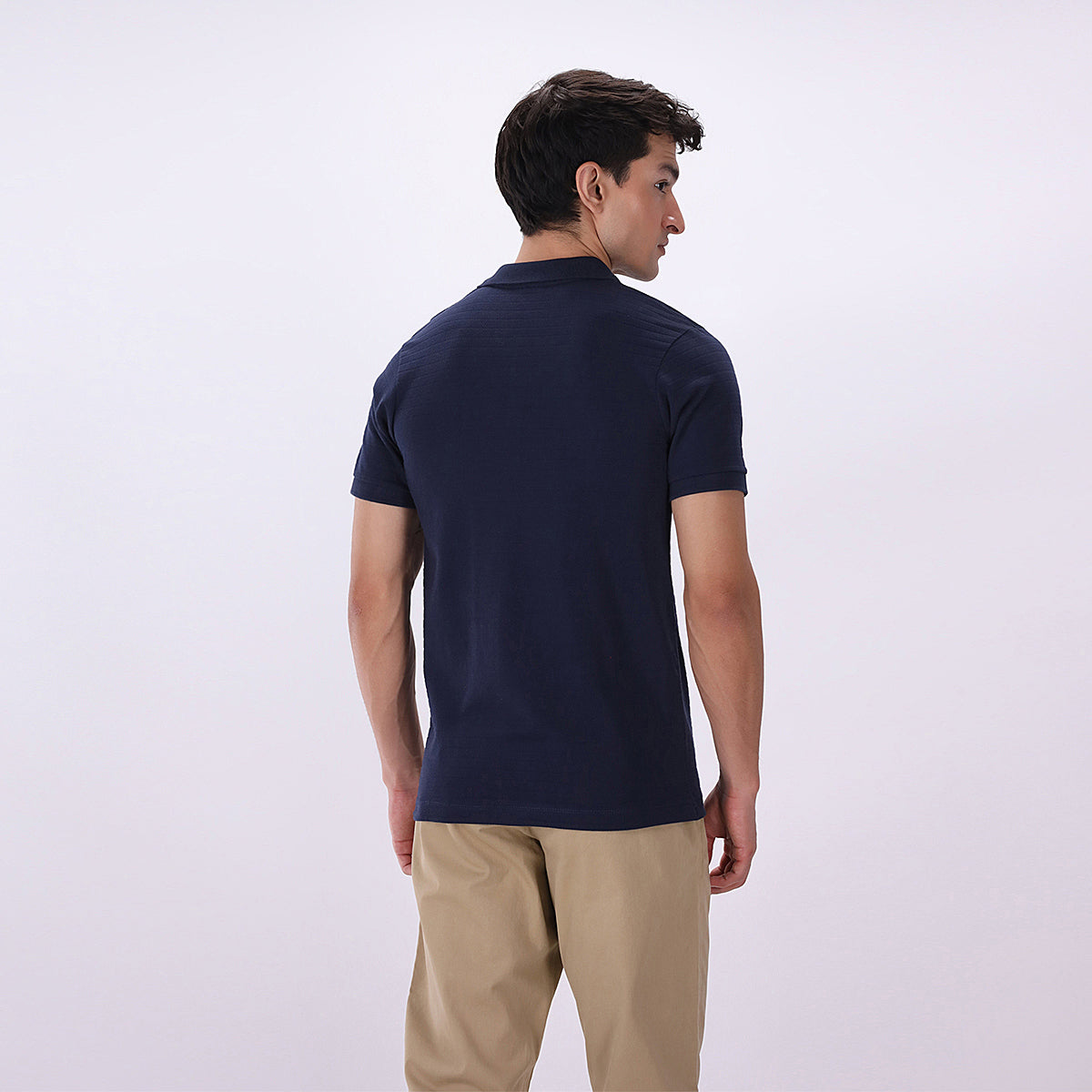 cotton dobby Polo Shirt in Dark blue