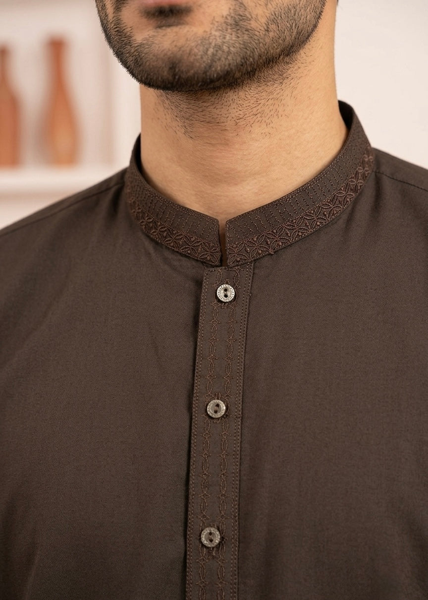 wash & wear Shalwar Kameez in Walnut brown