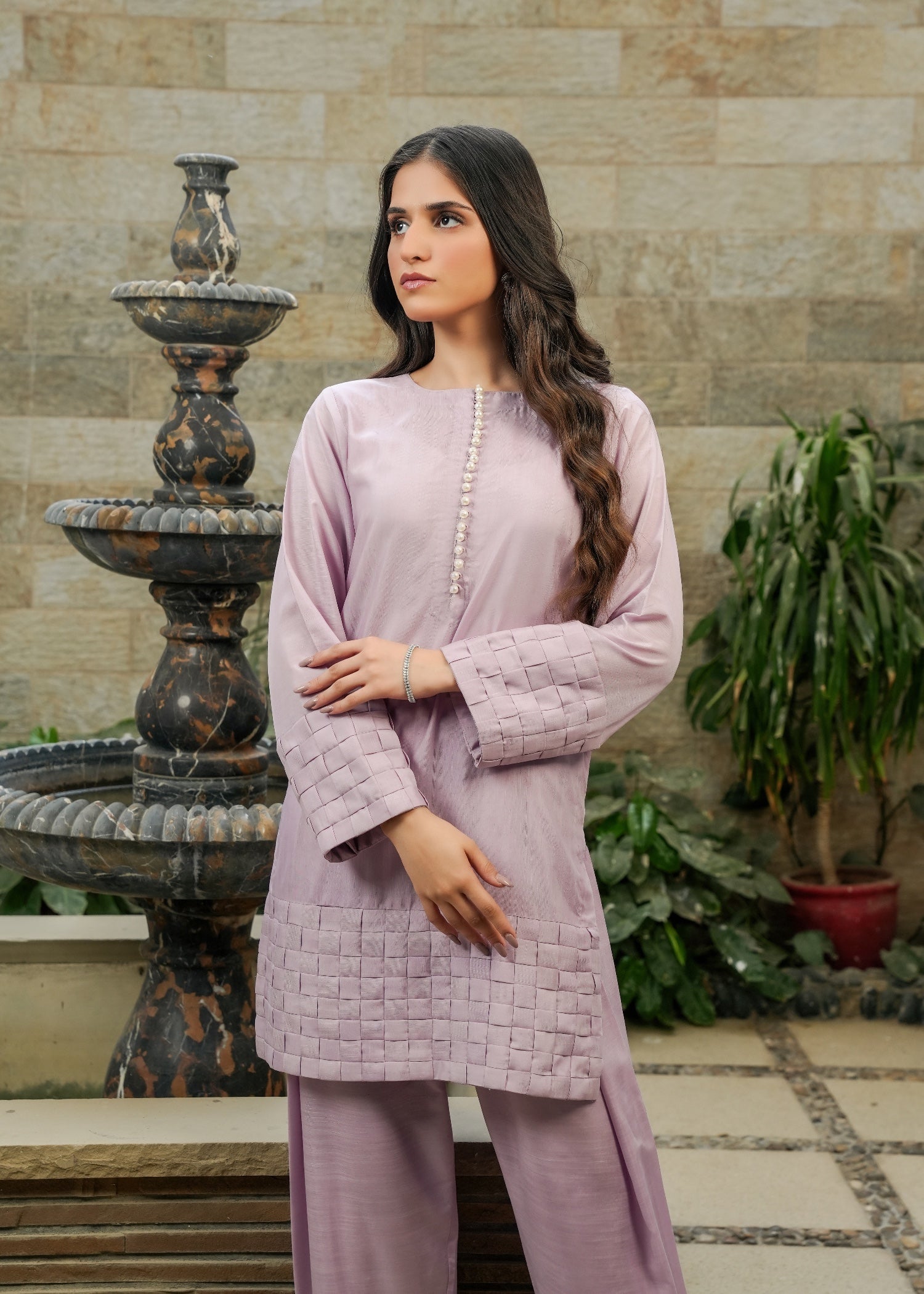 korean raw silk Kurta Set in Lilac