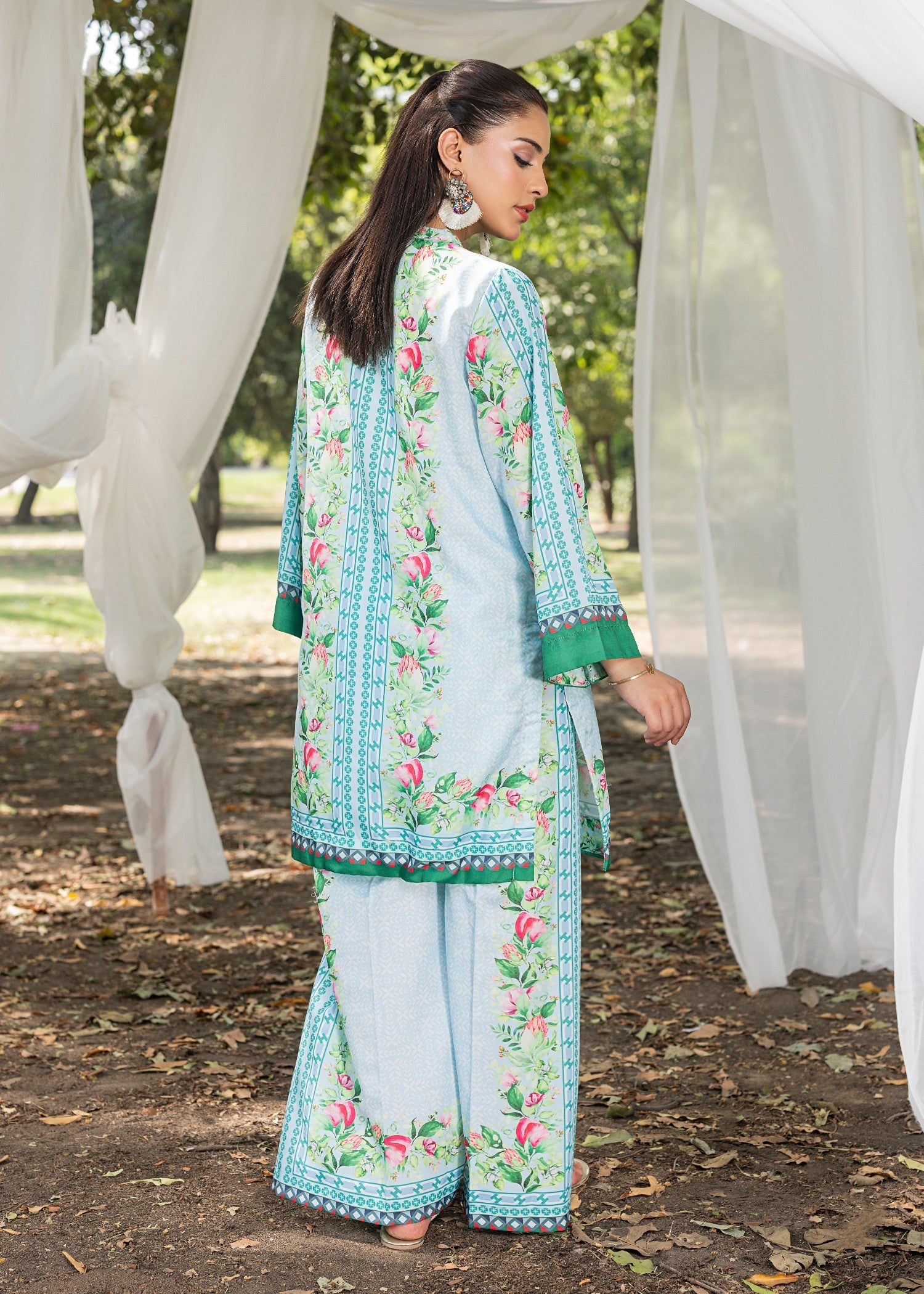 cotton silk Co ord Sets in Sky blue