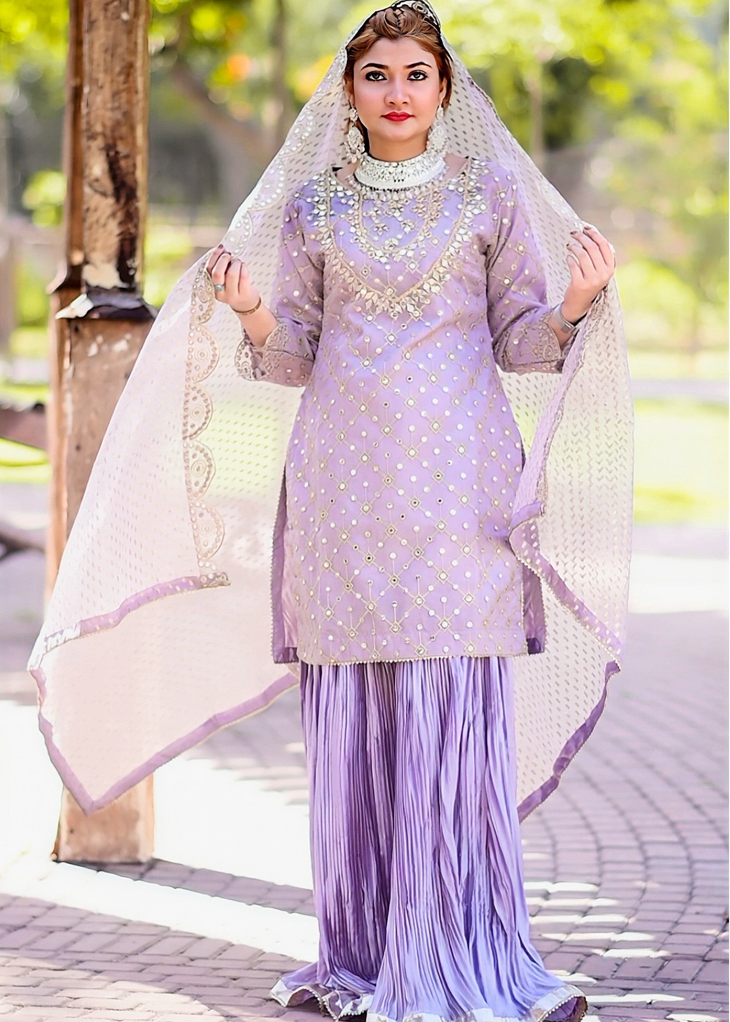 organza Sharara in Lavender