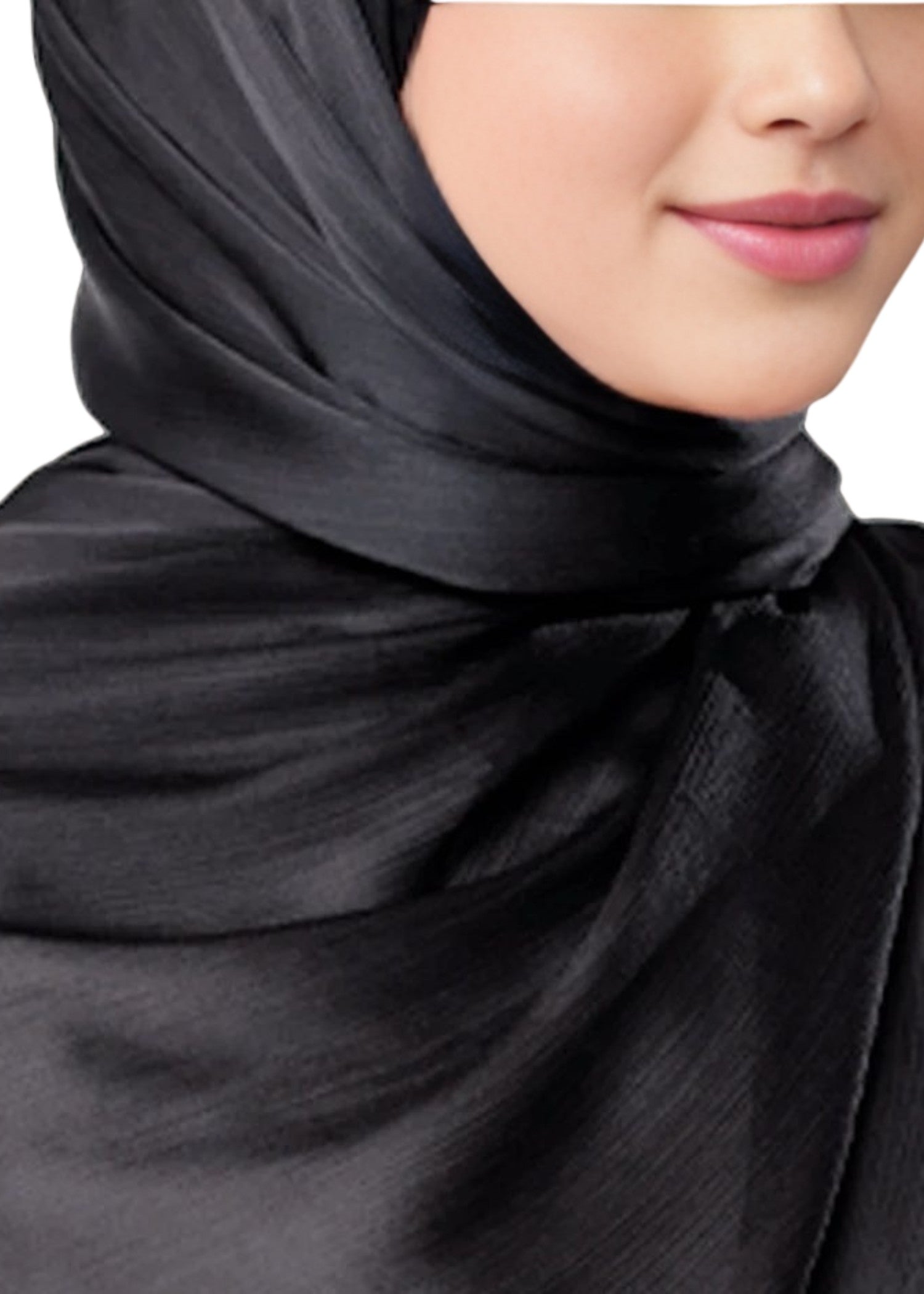 satin silk Hijab in Black