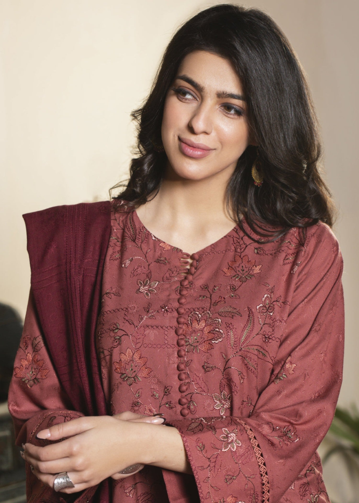 jacquard Unstitched in Coral pink