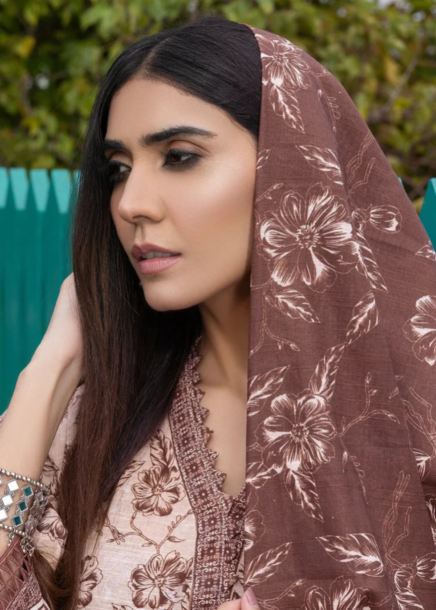 khaddar Unstitched in Camel brown