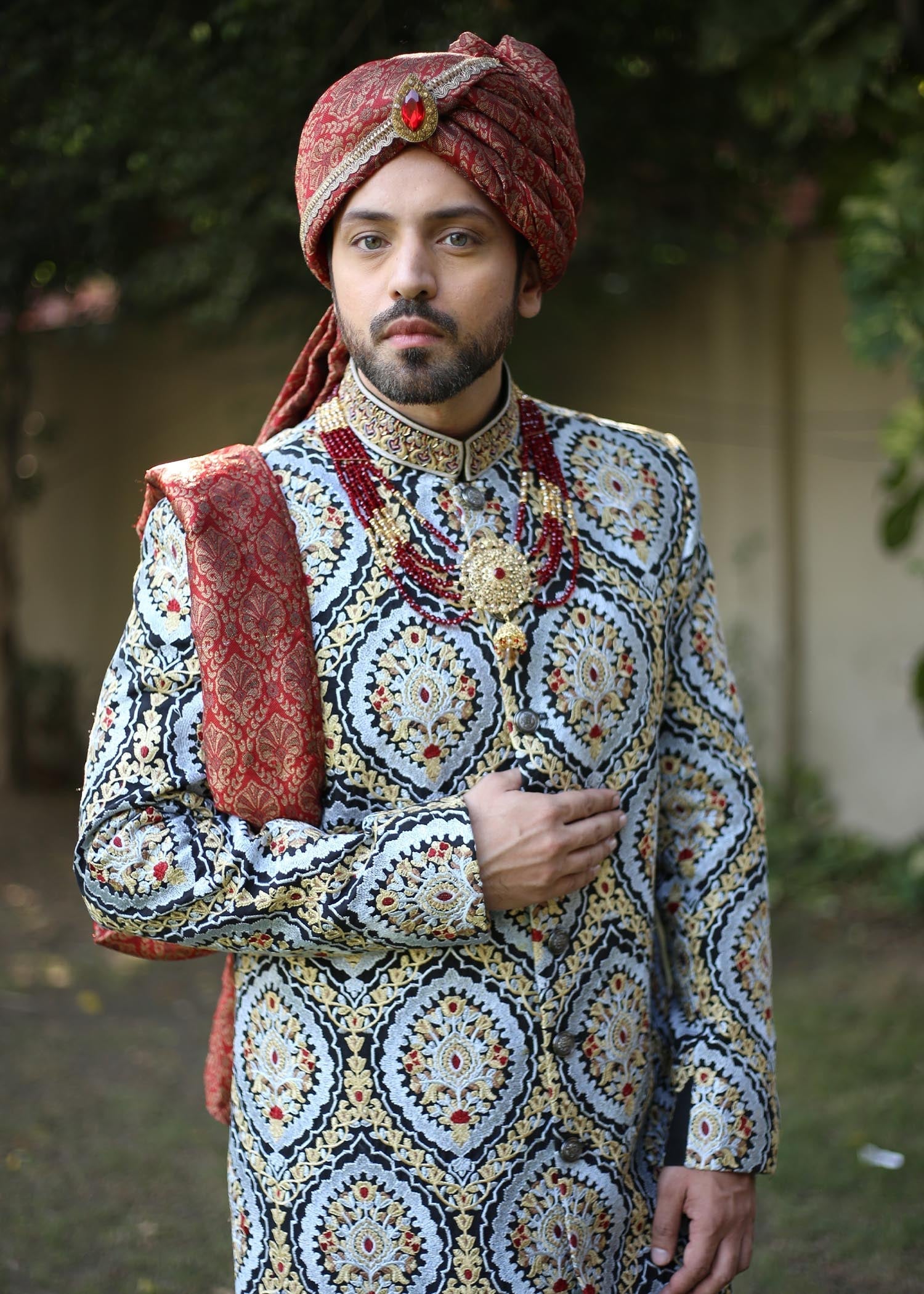 silk Sherwani in Multi