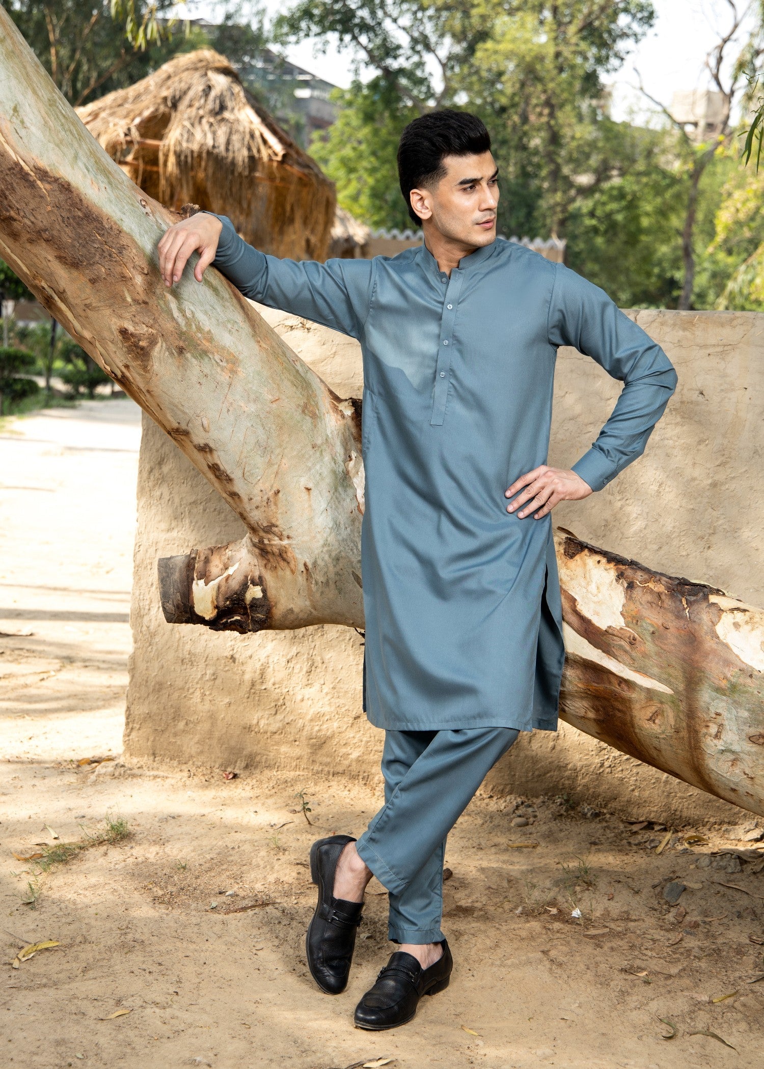 wash & wear Kurta Set in Pacific blue