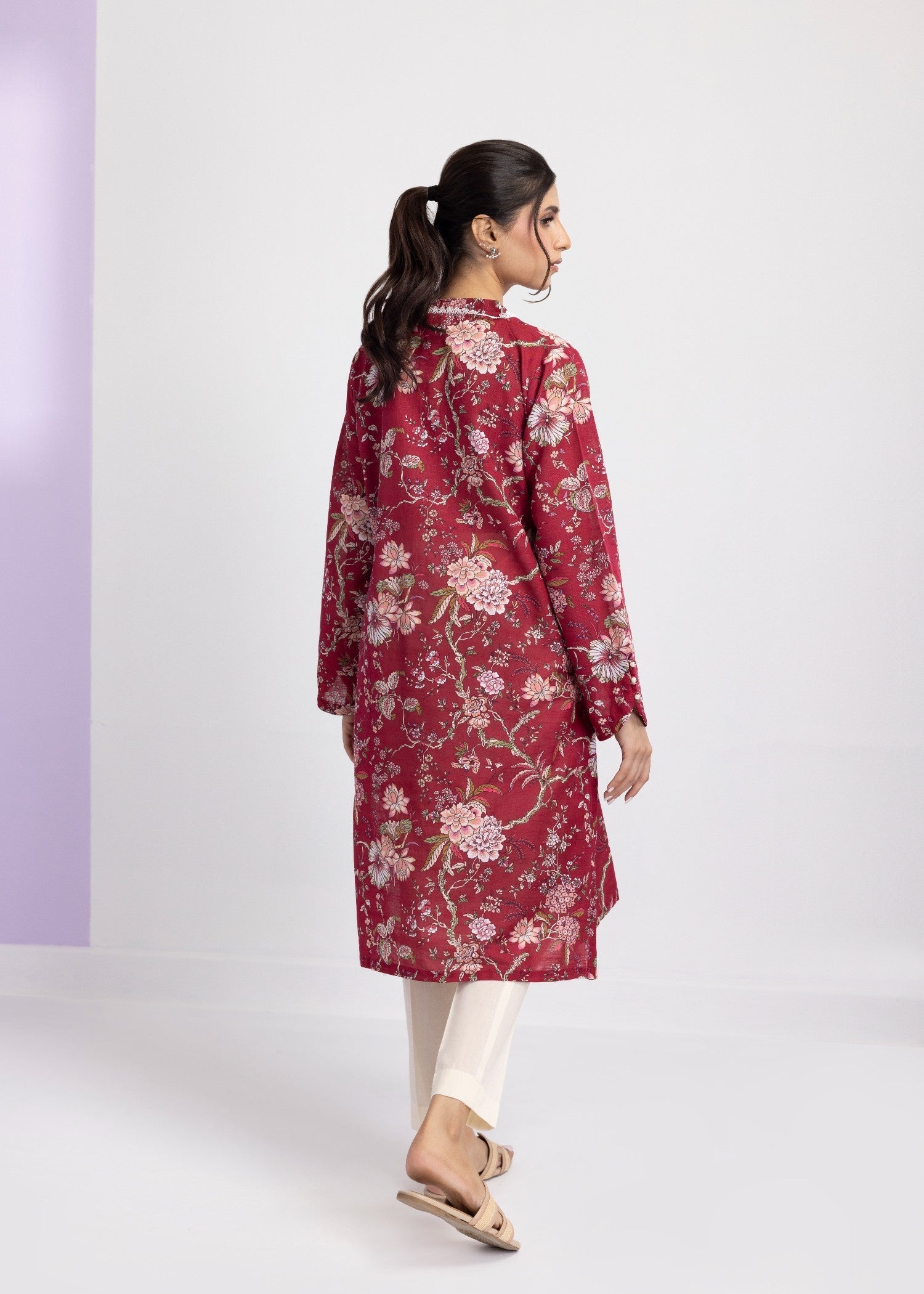 khaddar Kurti in Maroon