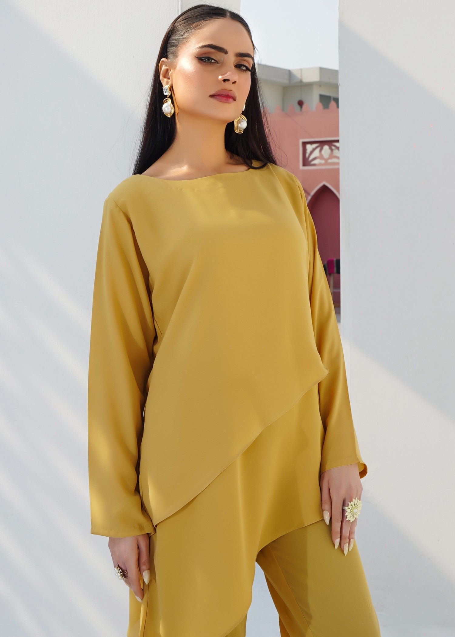 silk georgette Co Ord Sets in Amber