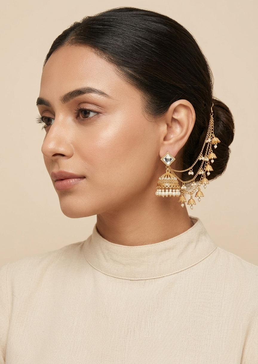 Earrings in Gold, ivory Color by - Trendy Women Earrings BOF8364