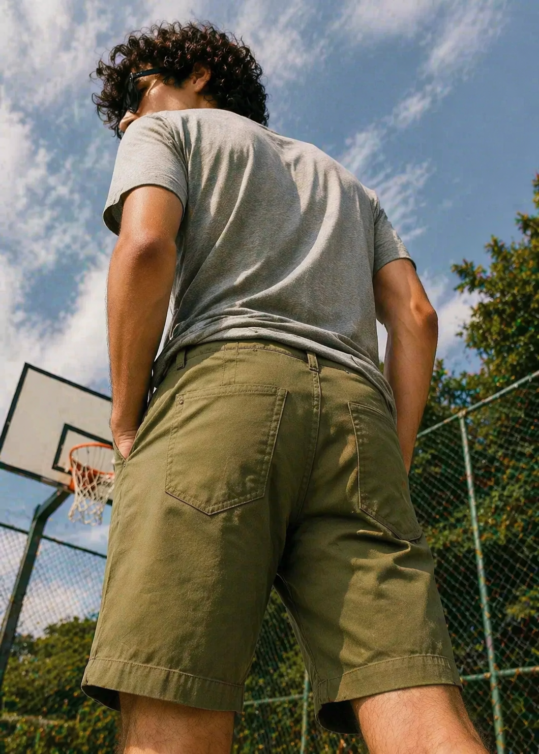 denim Shorts in Olive green