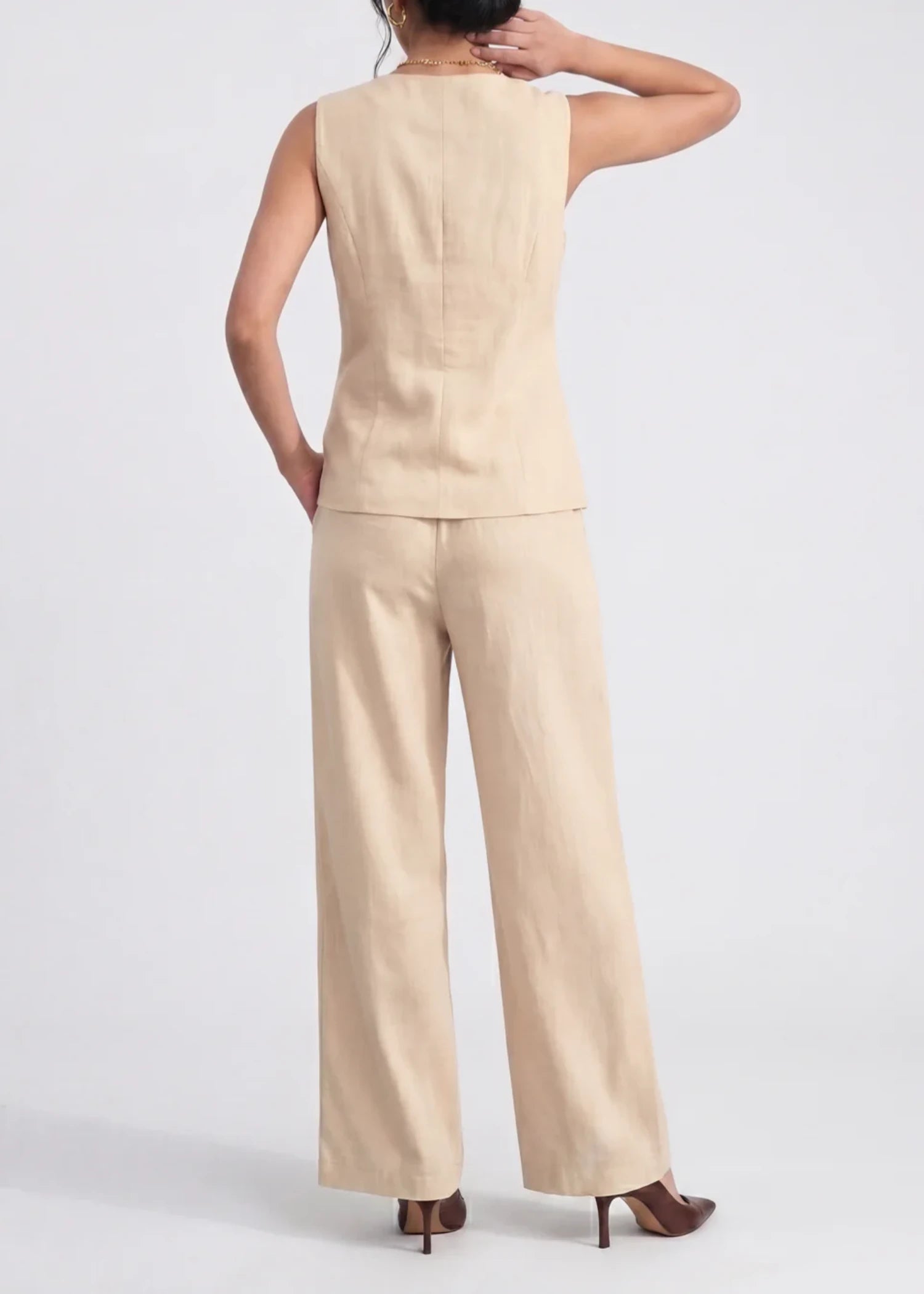 linen Trousers in Peach orange