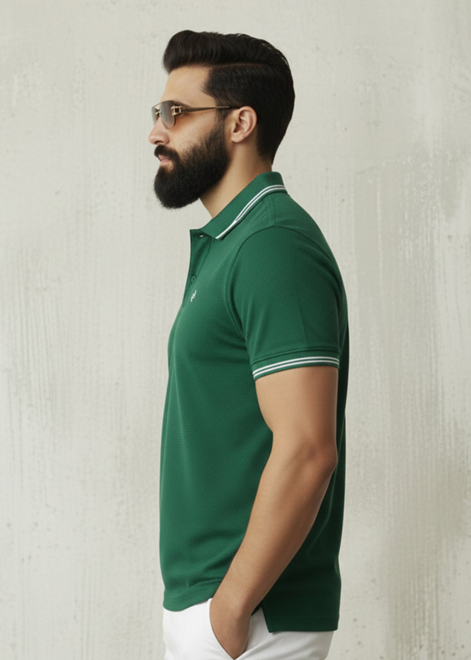 cambric cotton Polo Shirt in Dark green