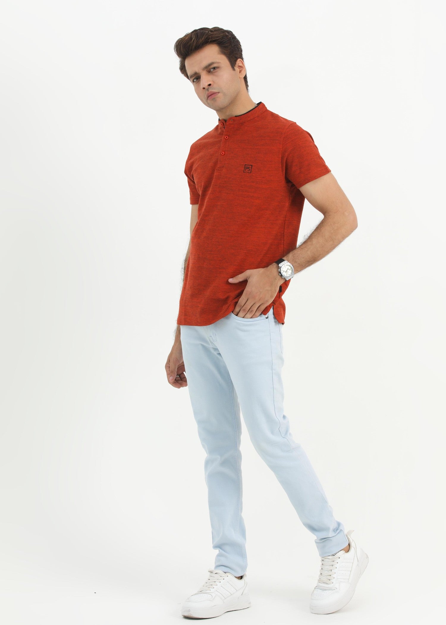 porque/pique T Shirt in Rust orange