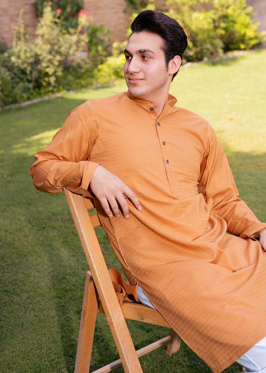 wash & wear Kurta Set in Marmalade orange
