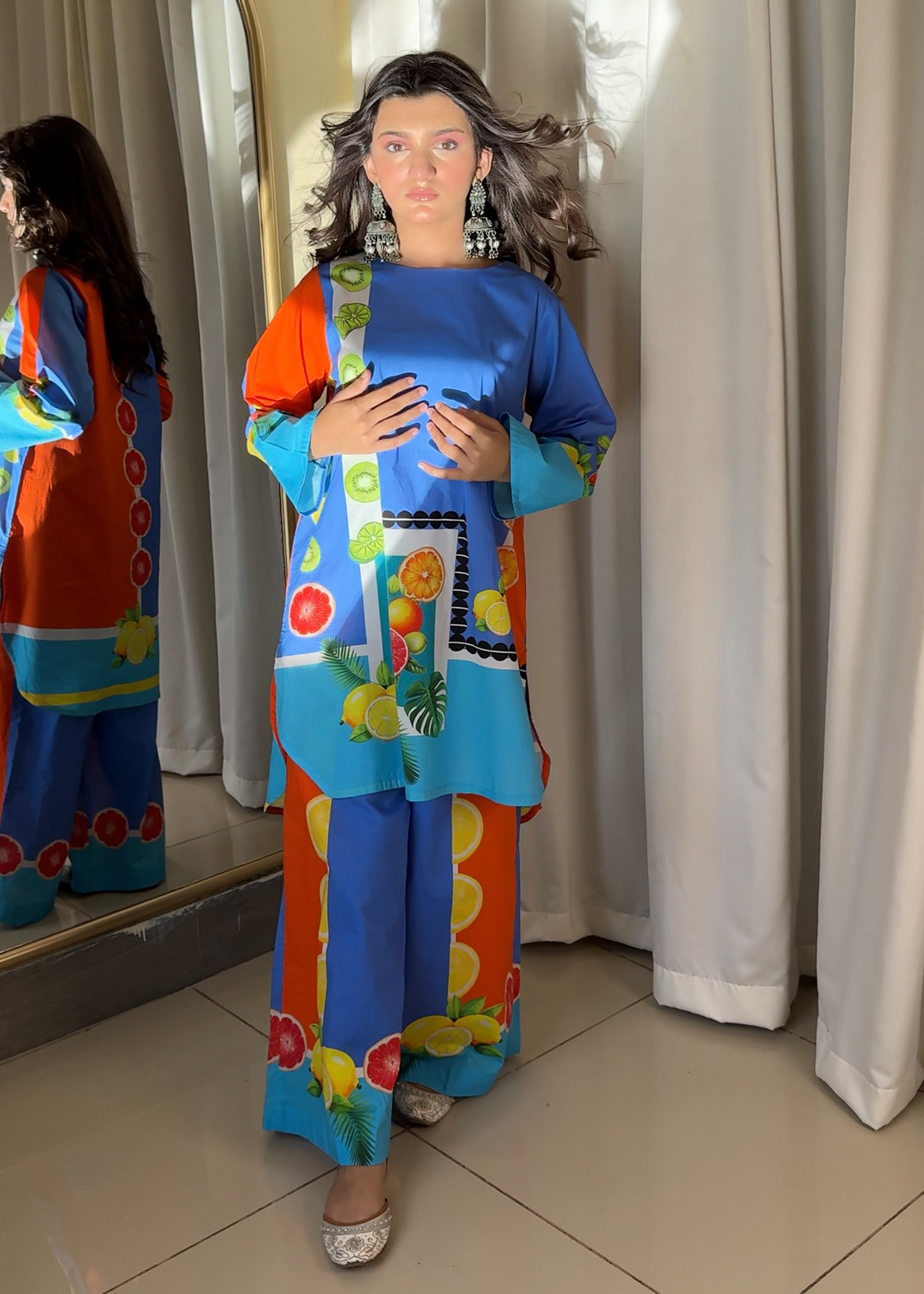 lawn Co ord Sets in Royal blue