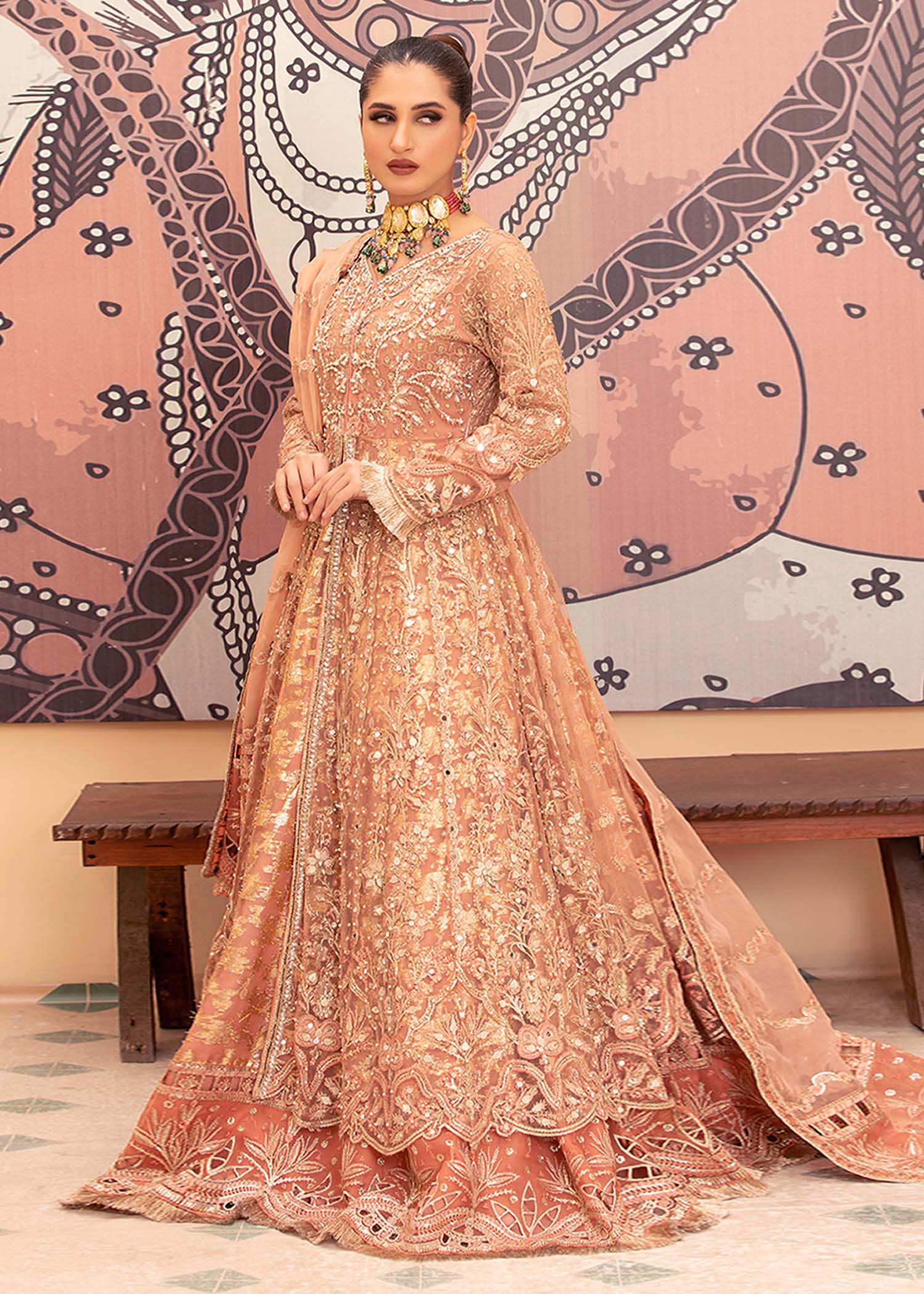 net Maxi in Peach pink