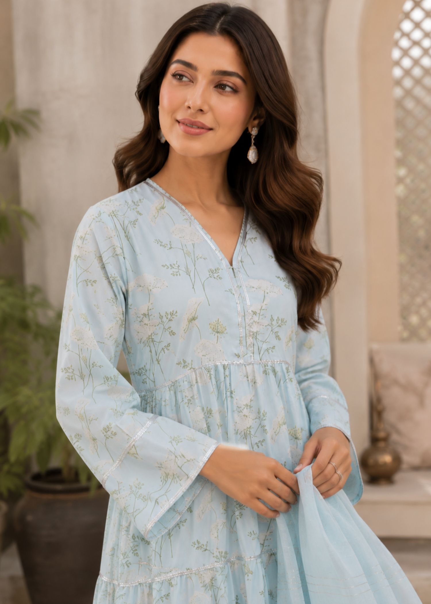 poly viscose Maxi in Sky