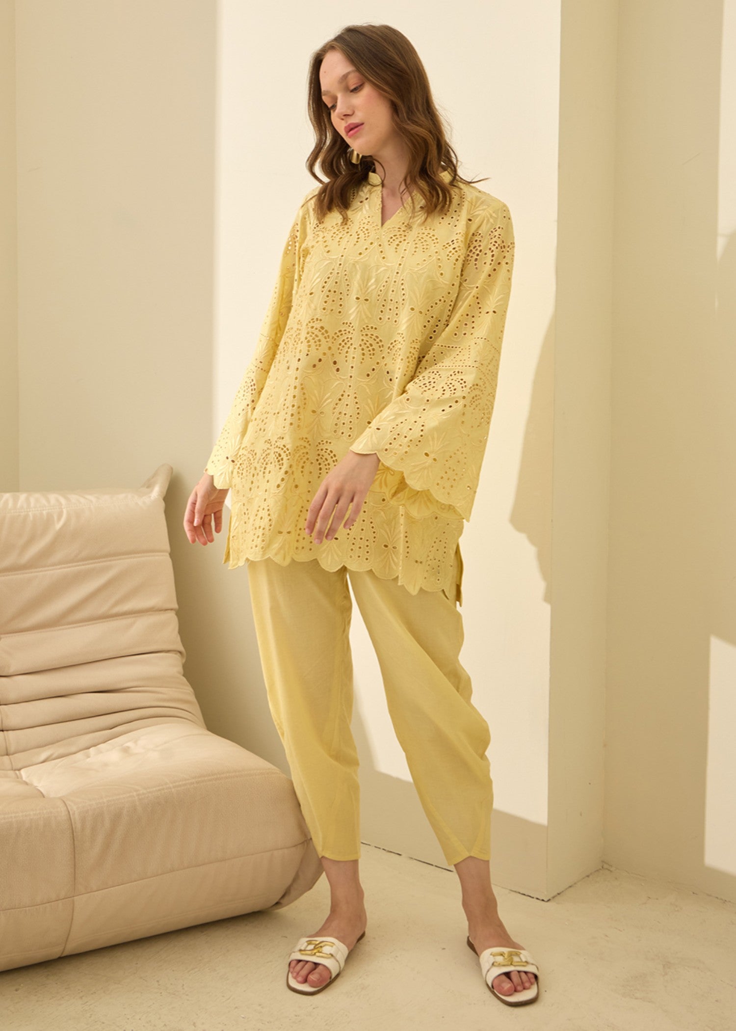 cambric cotton Co Ord Sets in Yellow