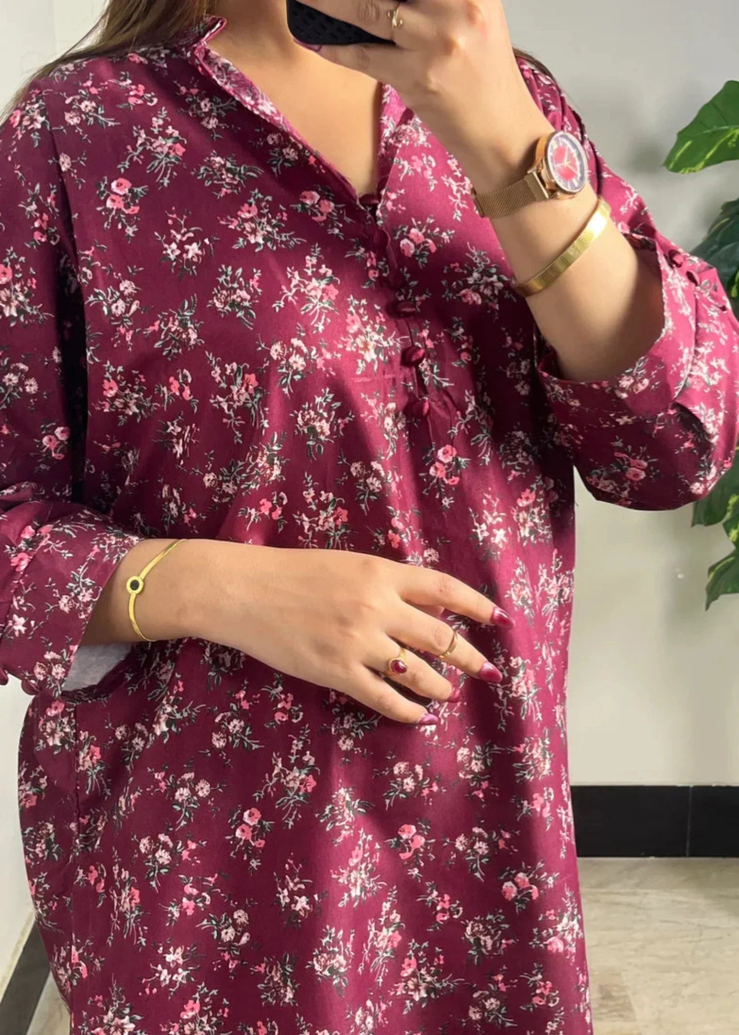 cotton Co Ord Sets in Burgundy