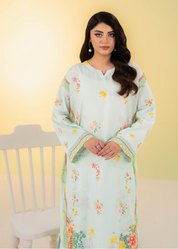 poly lawn Kaftan in Pastel green