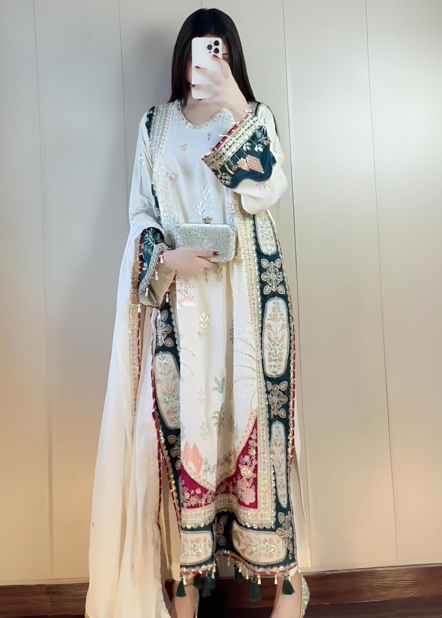 silk Kaftan in White
