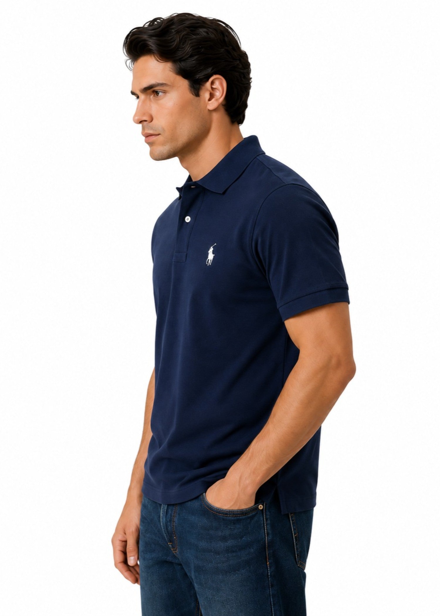 cotton jersey Polo Shirt in Navy blue