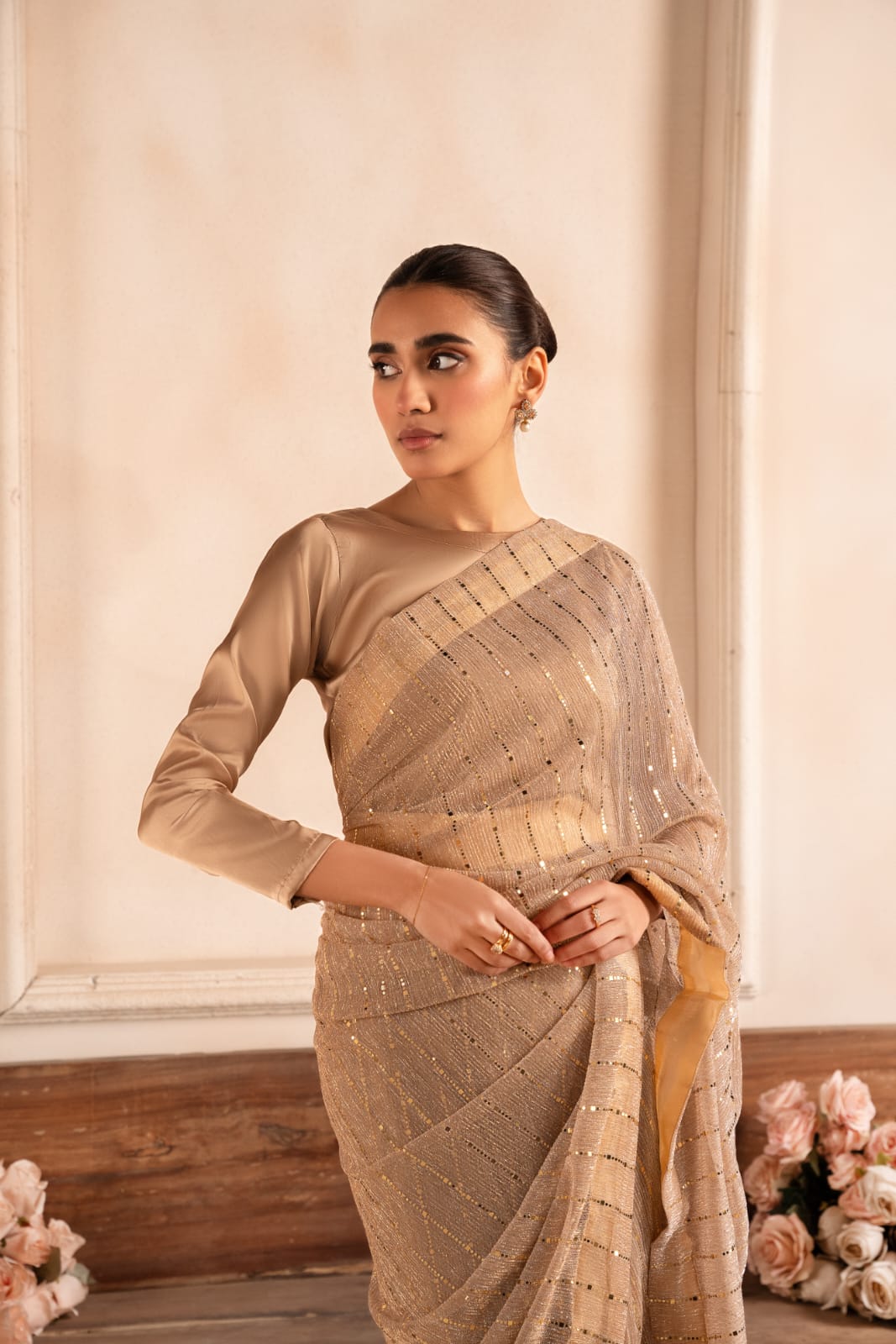 silk Saree in Beige