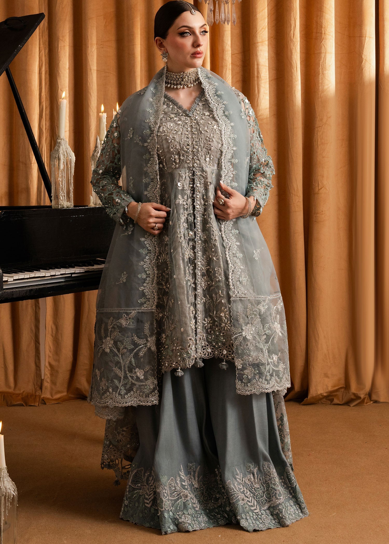 organza Sharara in Grey