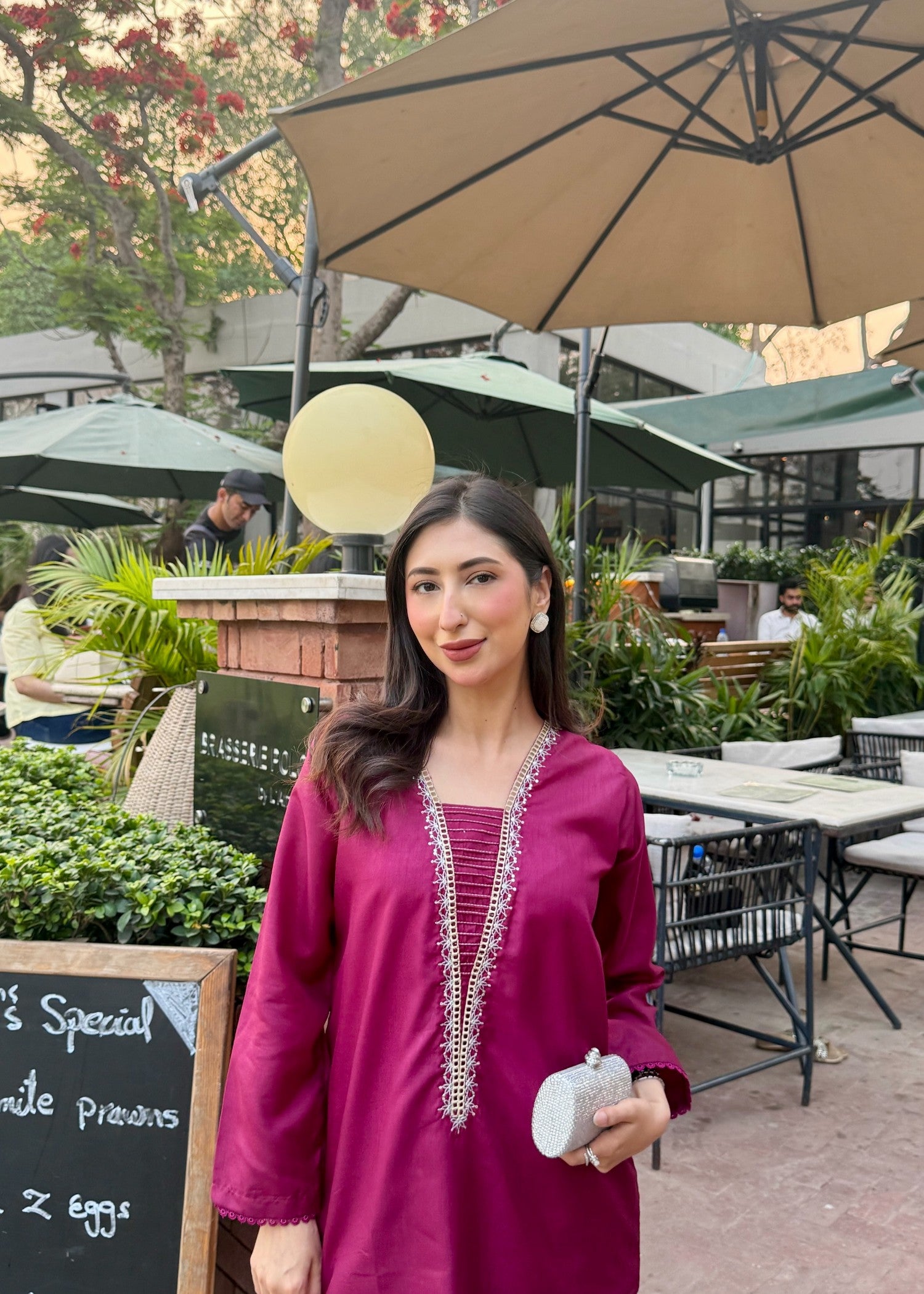 medium silk Kurta Set in Magenta