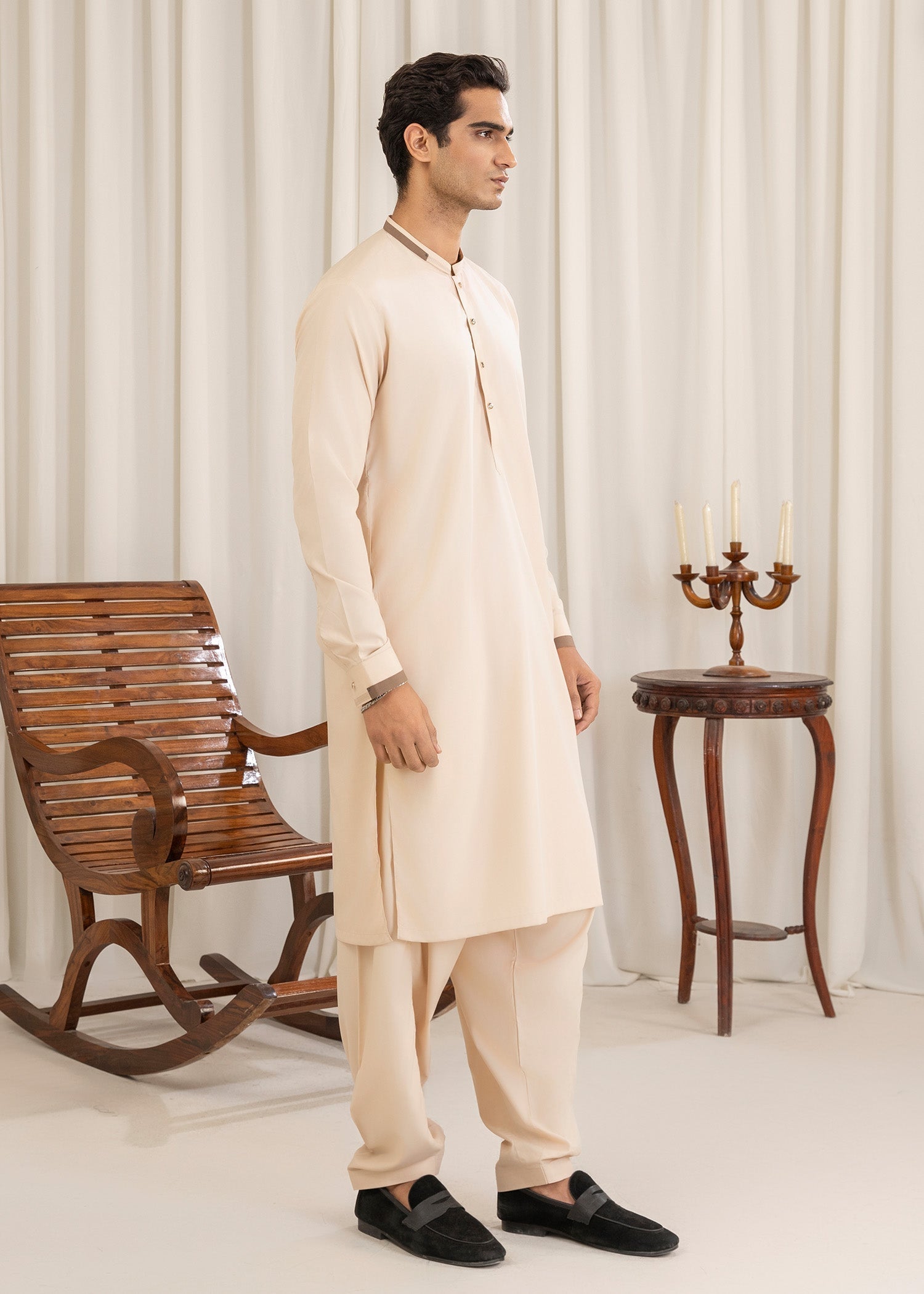 wash & wear Shalwar Kameez in Tan brown by Buraq