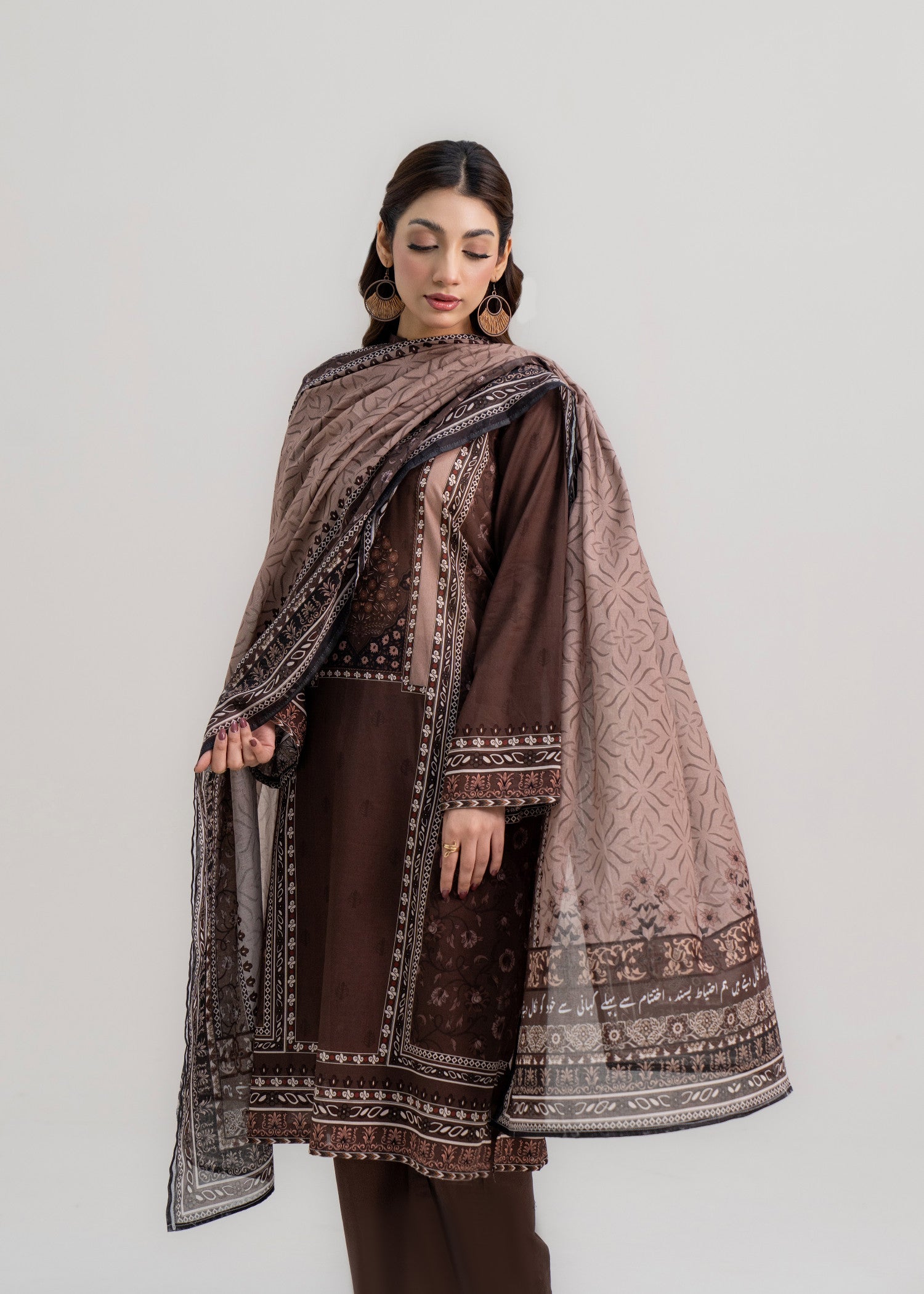 lawn Unstitched in Brunette brown, almond brown