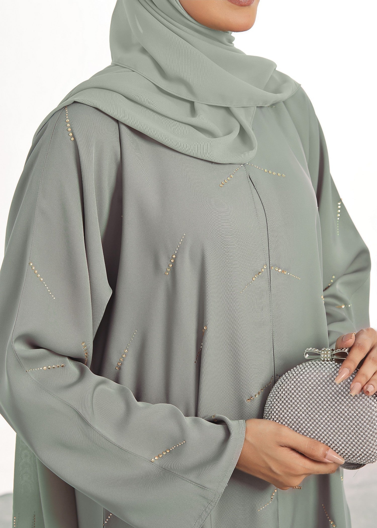 nidha Abaya in Grey