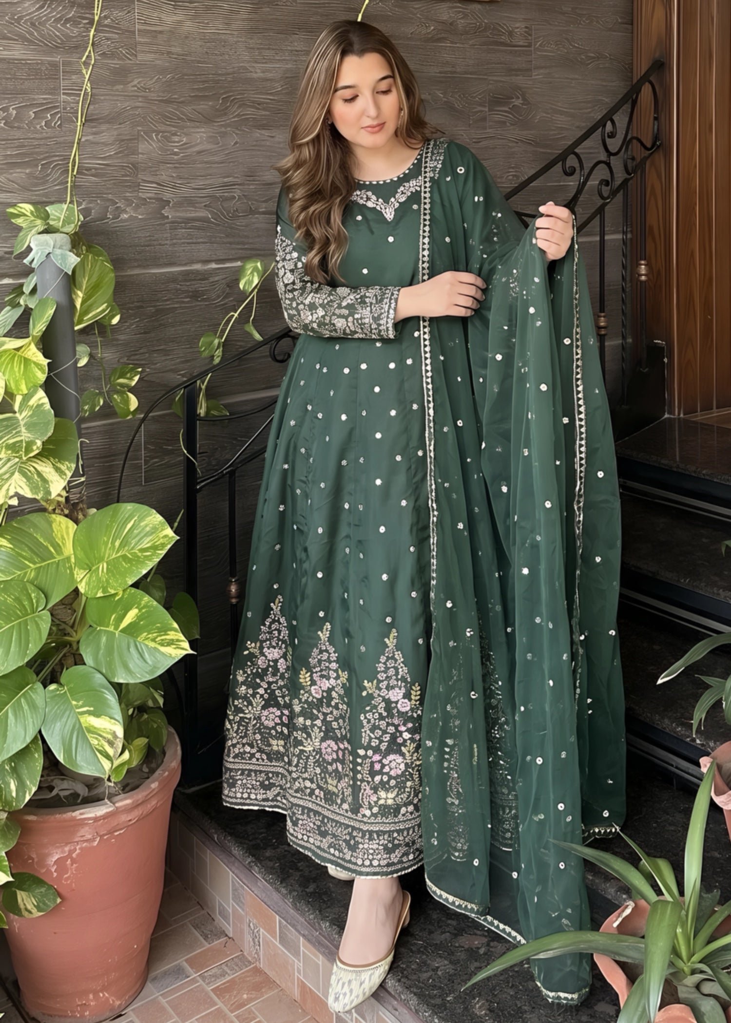 silk Maxi in Dark green