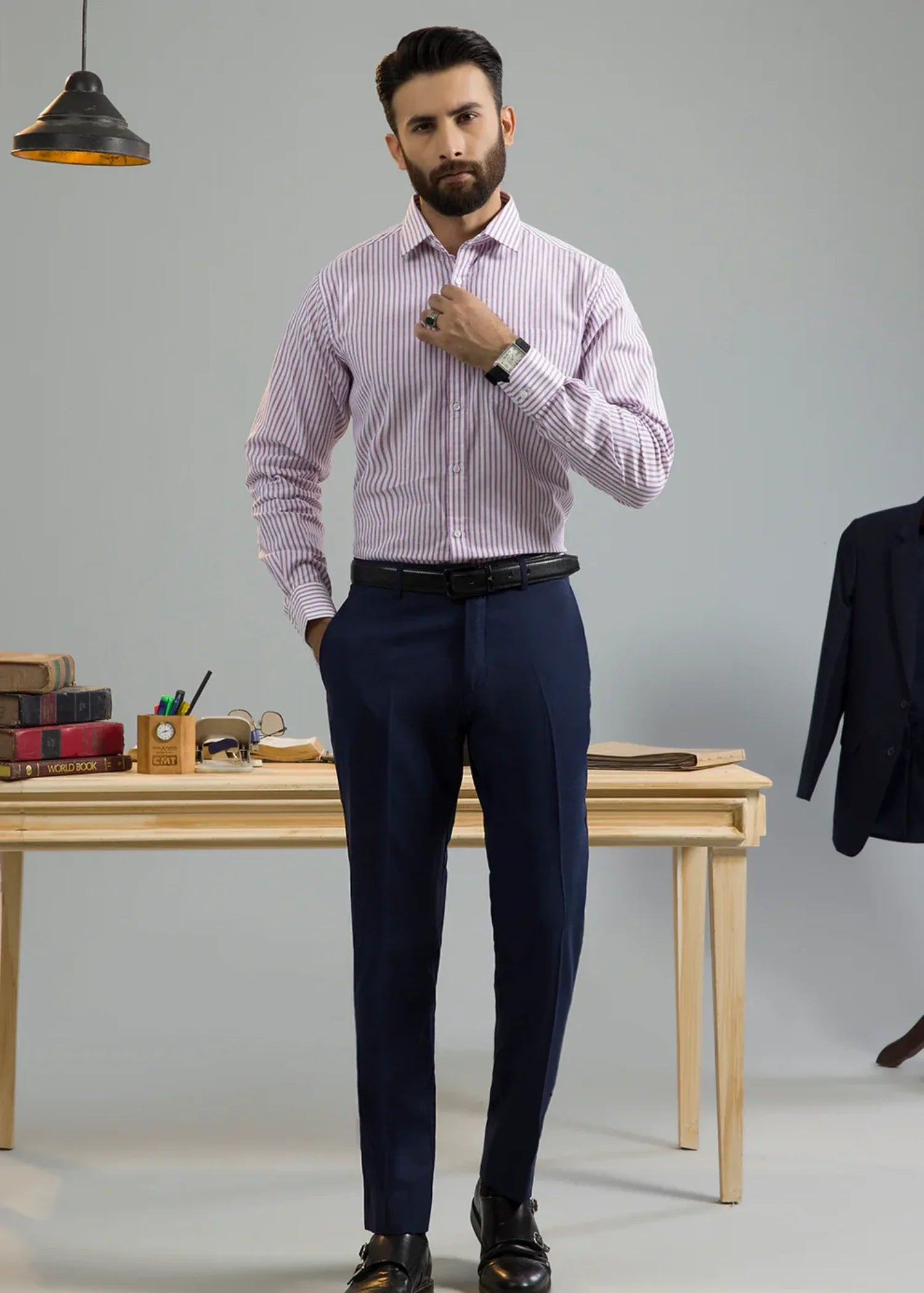 cotton Formal Shirt in Purple, white