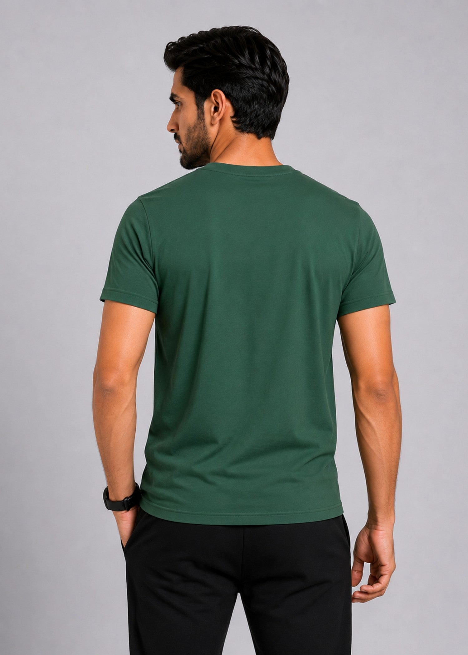 cotton T Shirt in Bottle green