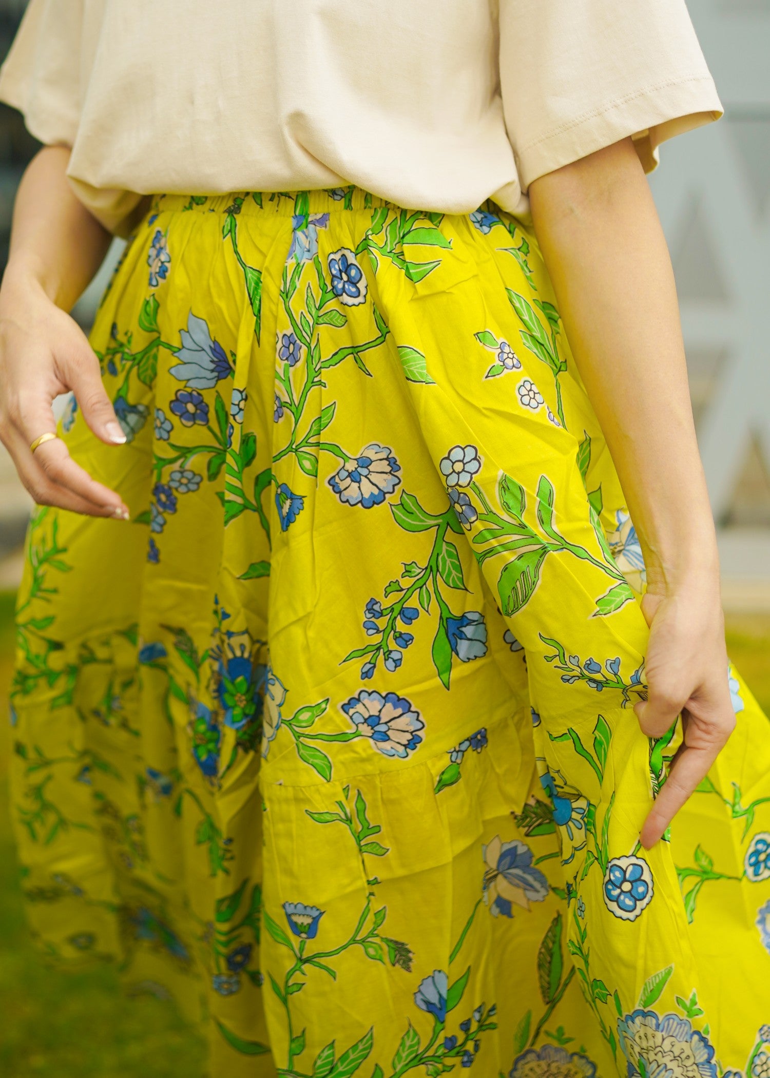pure cotton Skirt in Chartreuse