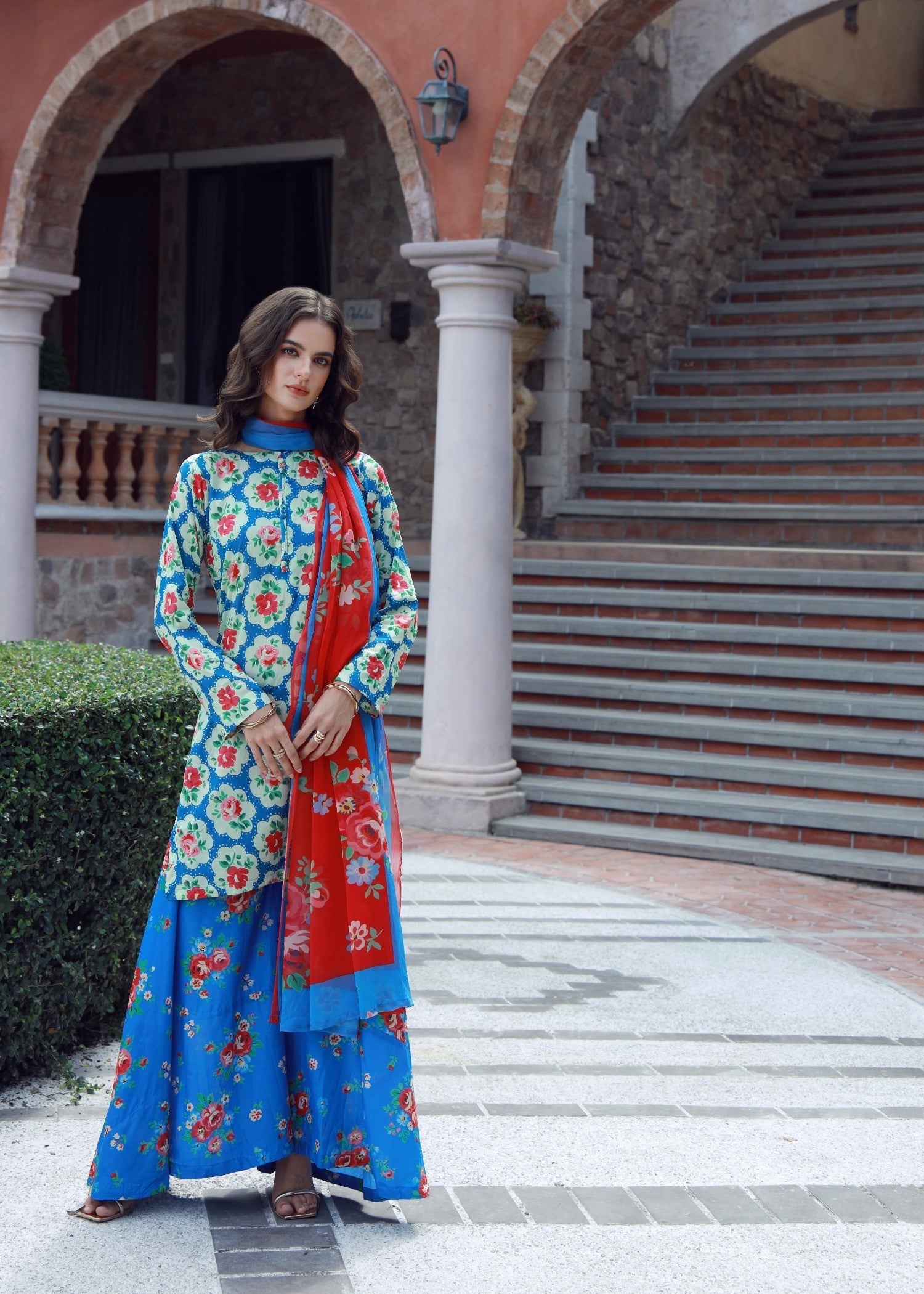 lawn Sharara in Blue