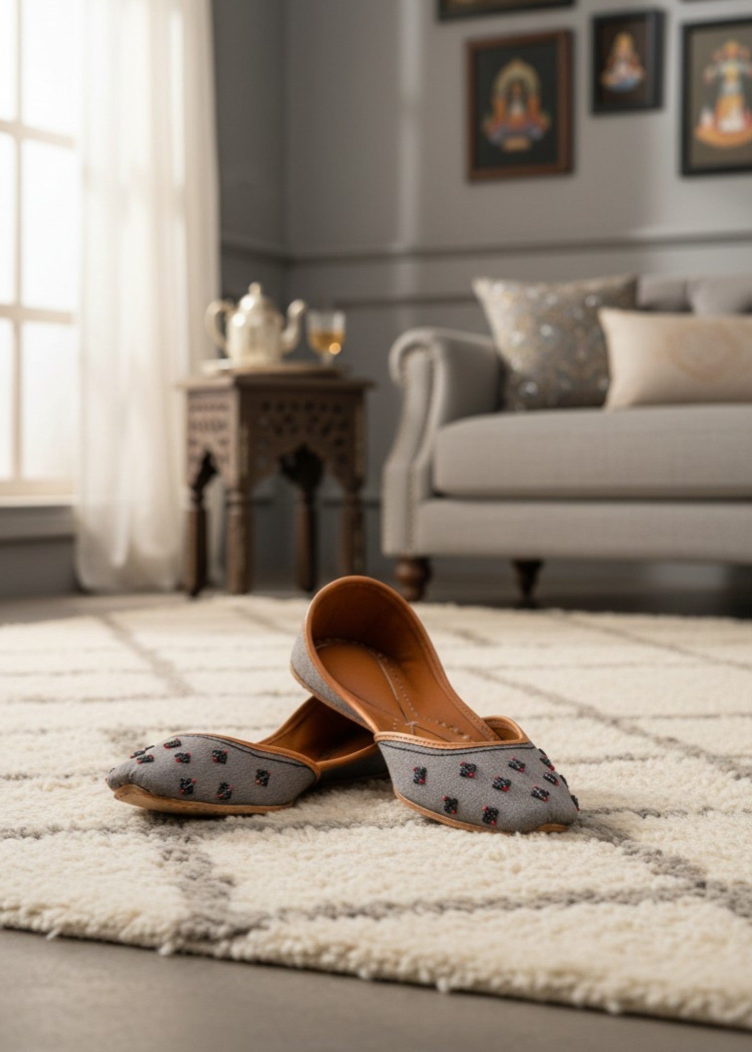 Khussa in Grey by - High Quality Women Khussa LPT0505
