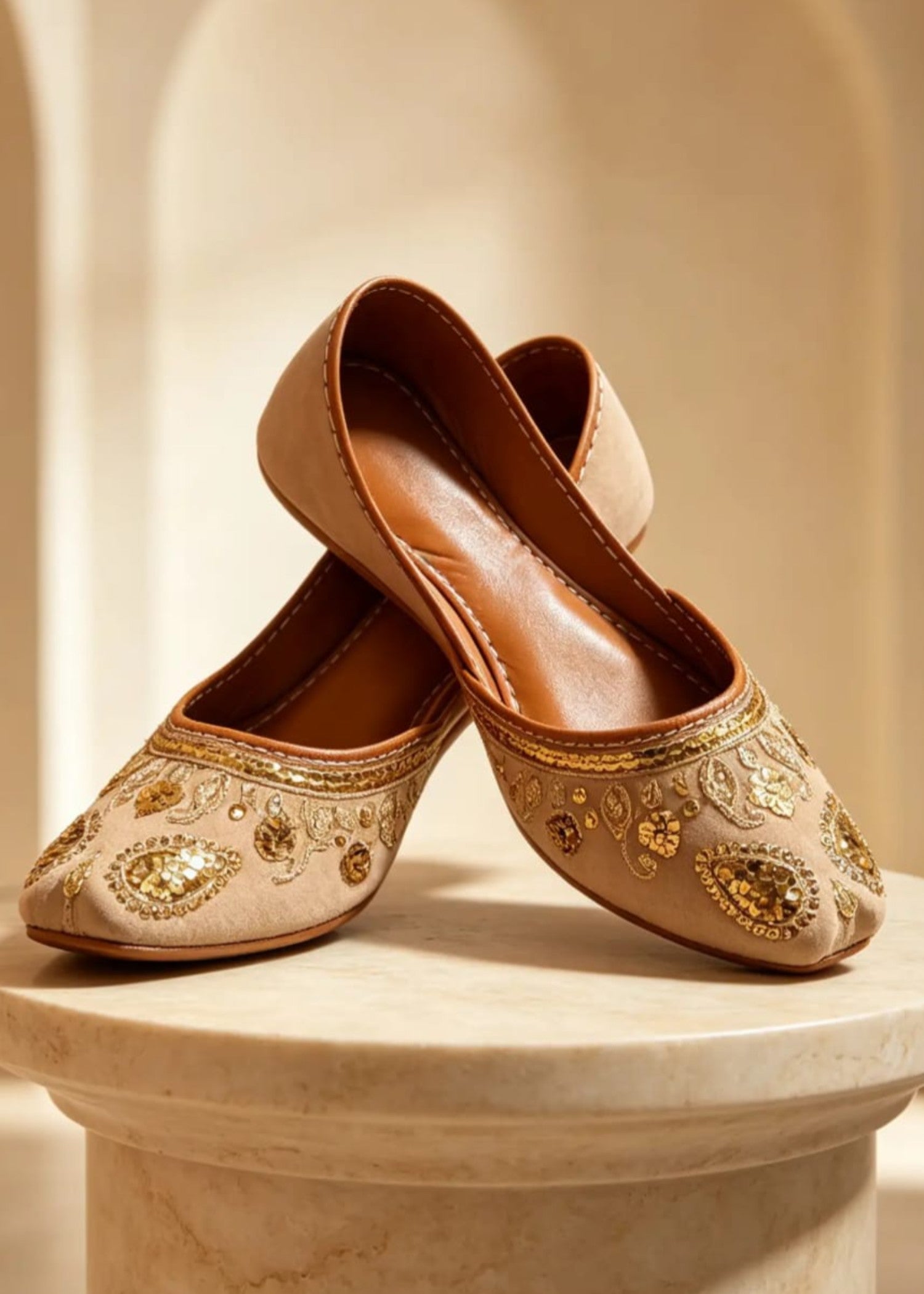 Khussa in Beige by - High Quality Women Khussa RRK8008