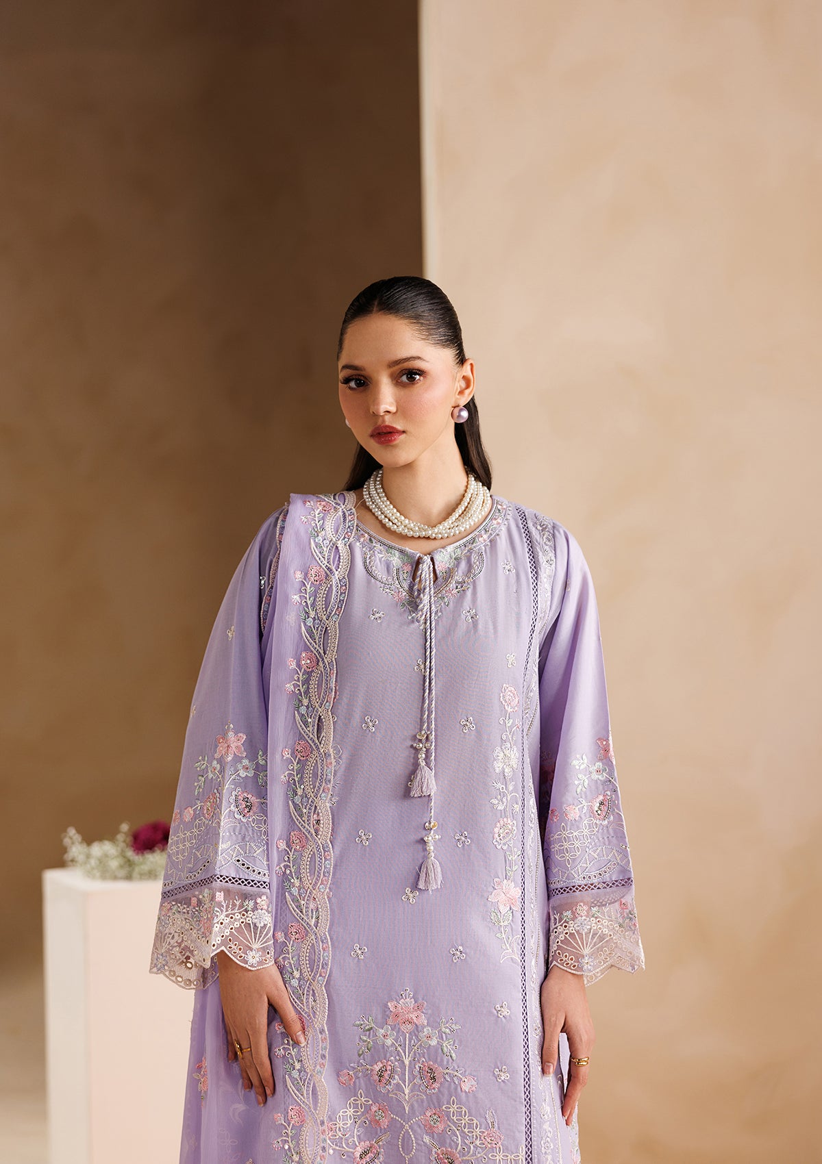 lawn Kurta Set in Purple ash