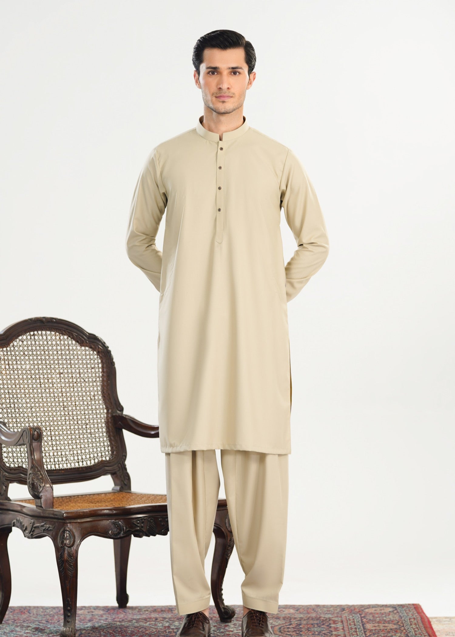 suiting Shalwar Kameez in Ivory