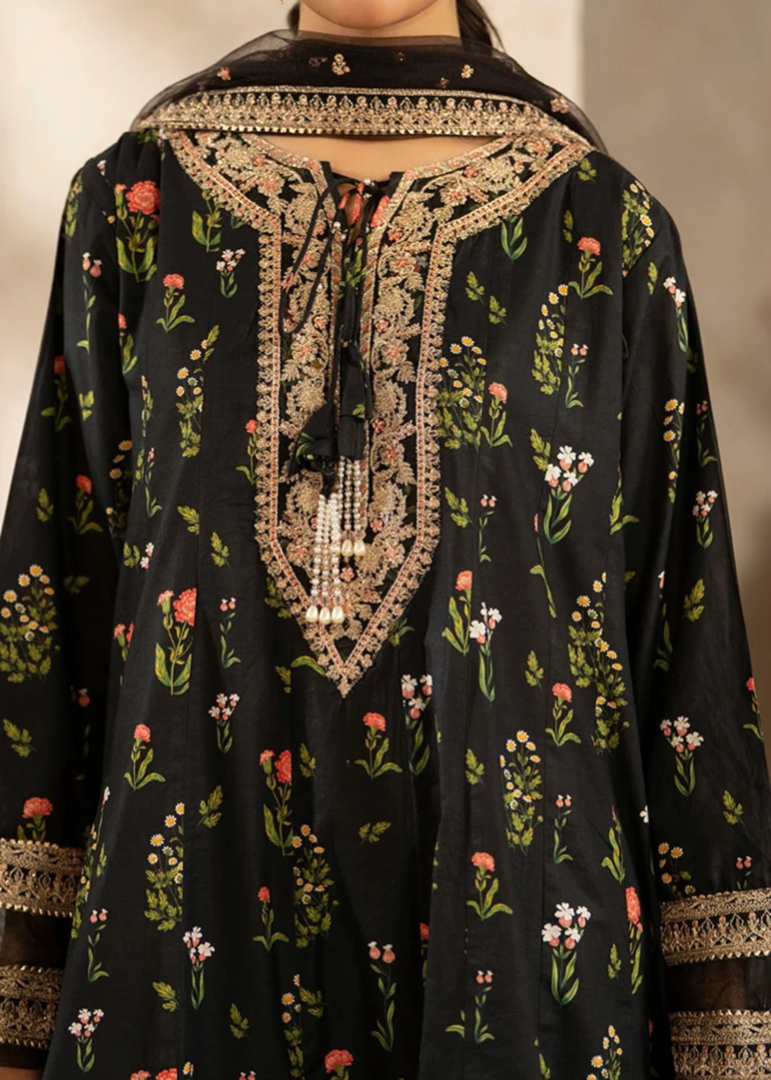 cambric Sharara in Black