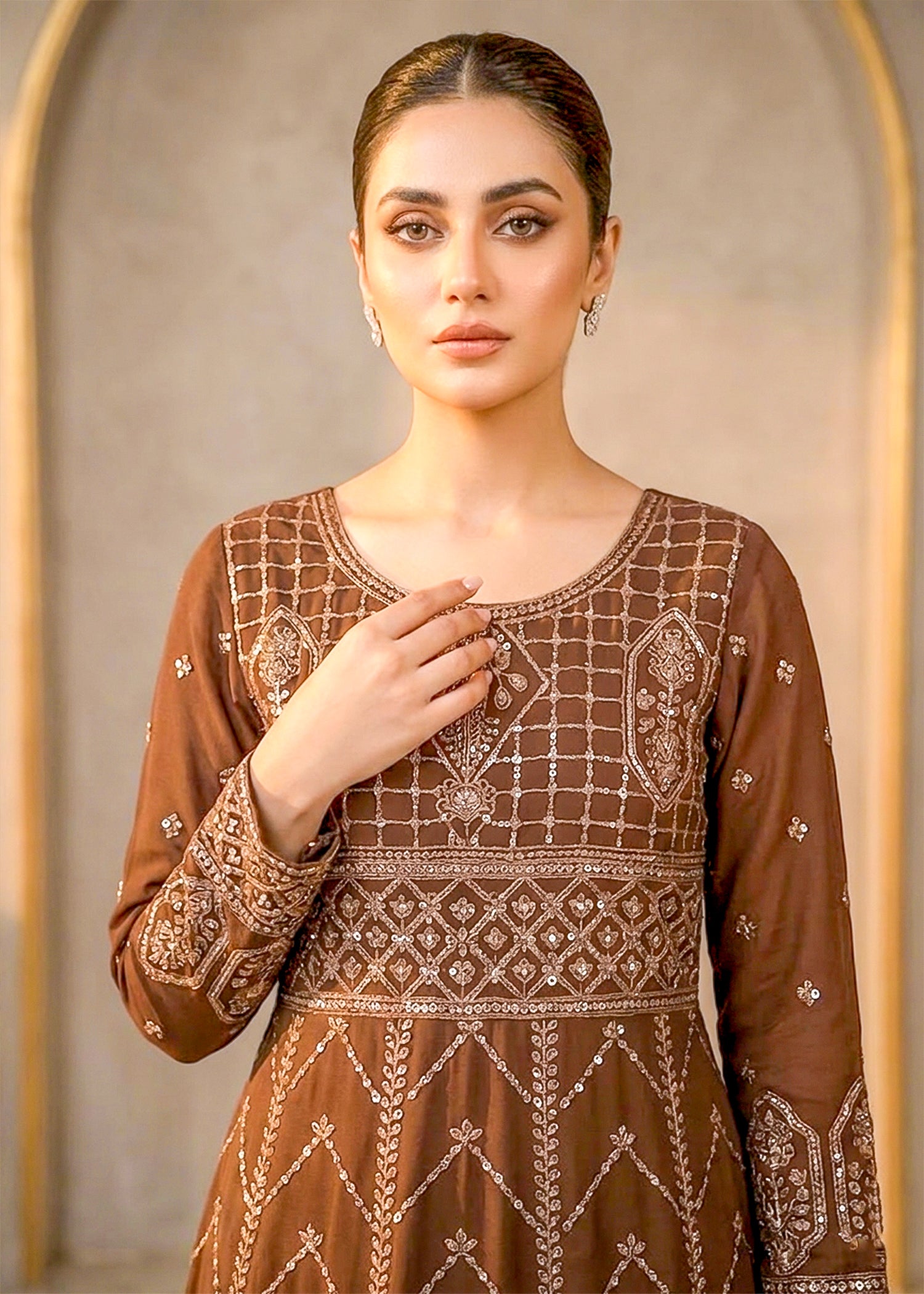 chiffon Maxi in Mocha brown