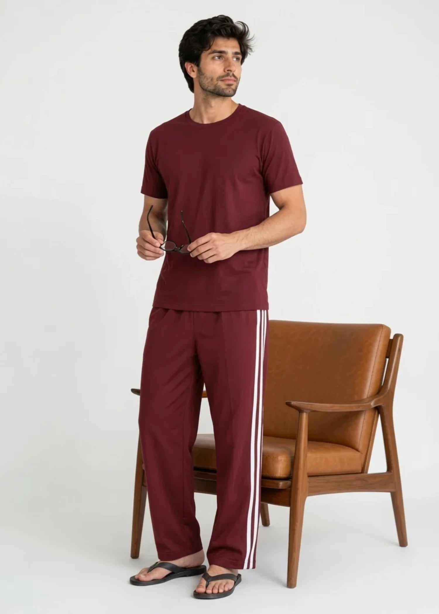 cotton jersey Tracksuit in Maroon