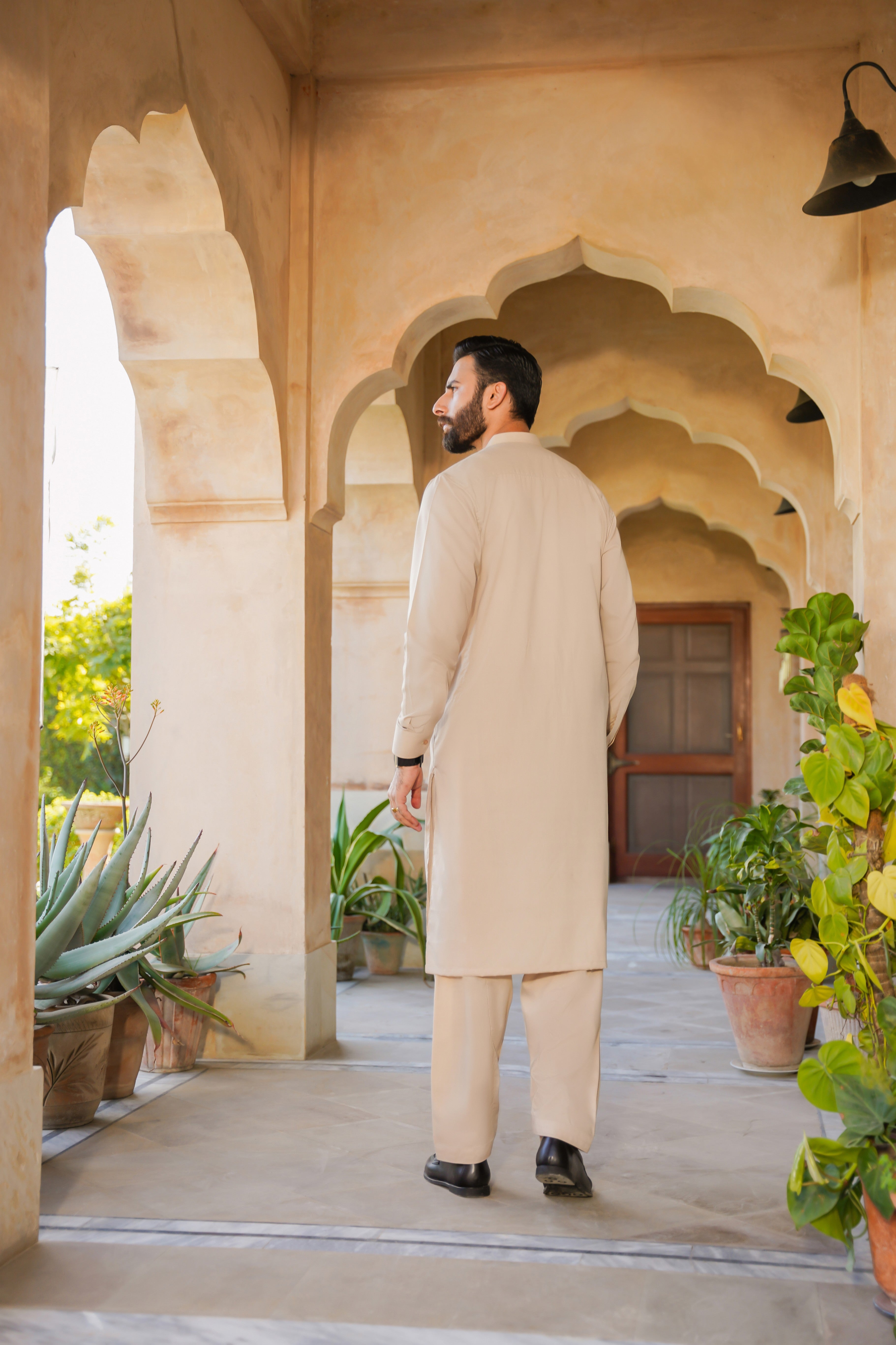 cotton Shalwar Kameez in Beige