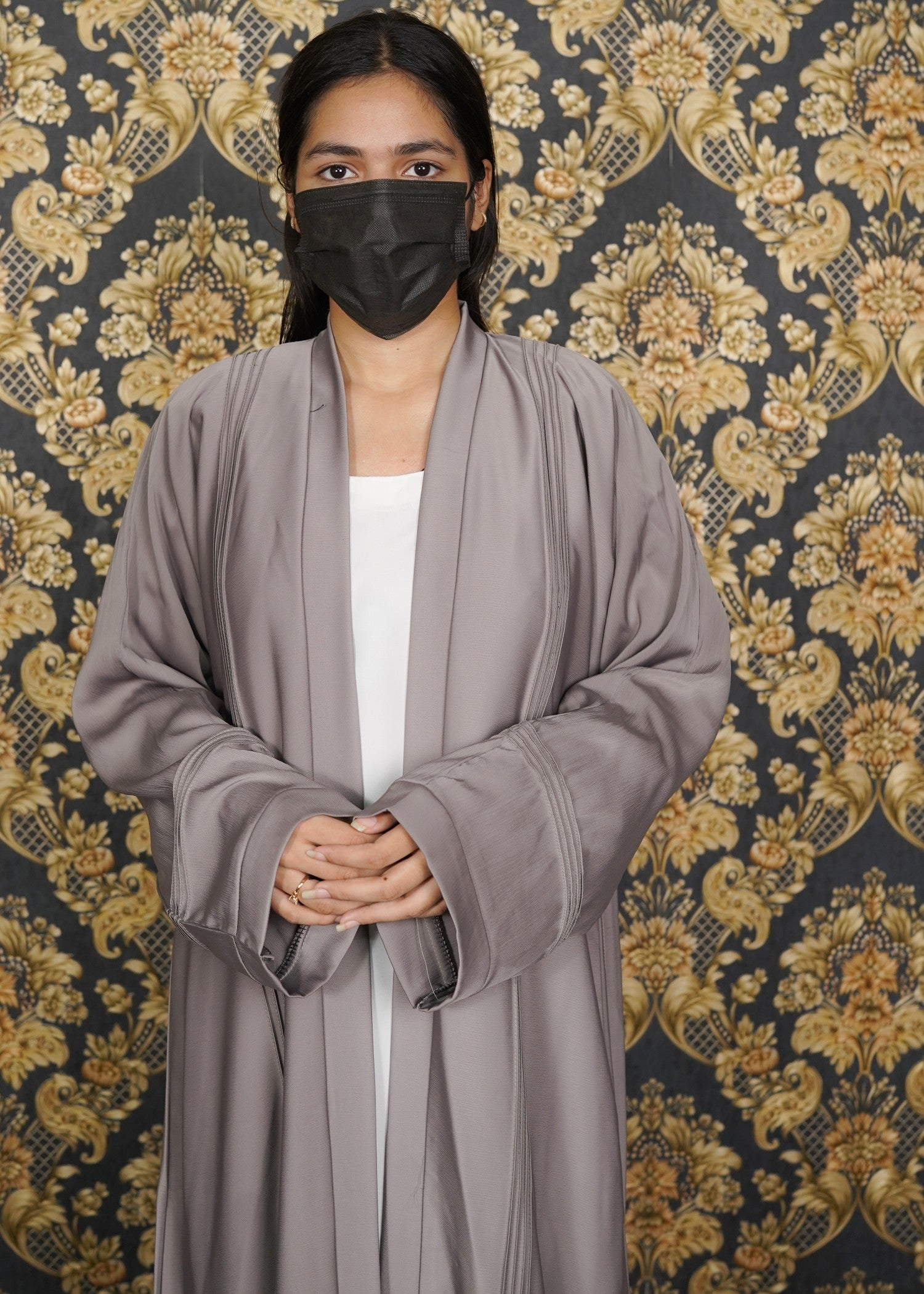 thai silk Abaya in Beige