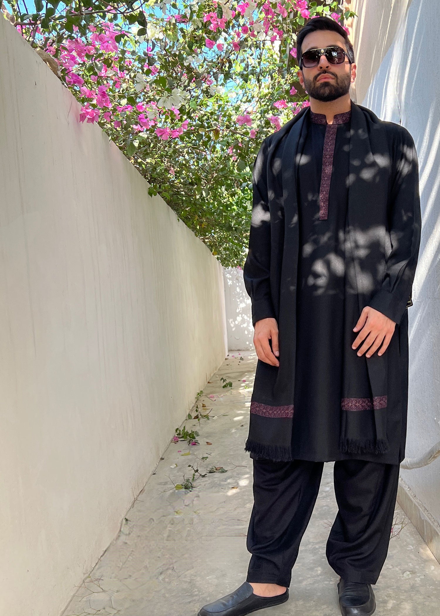 wool Shalwar Kameez in Black