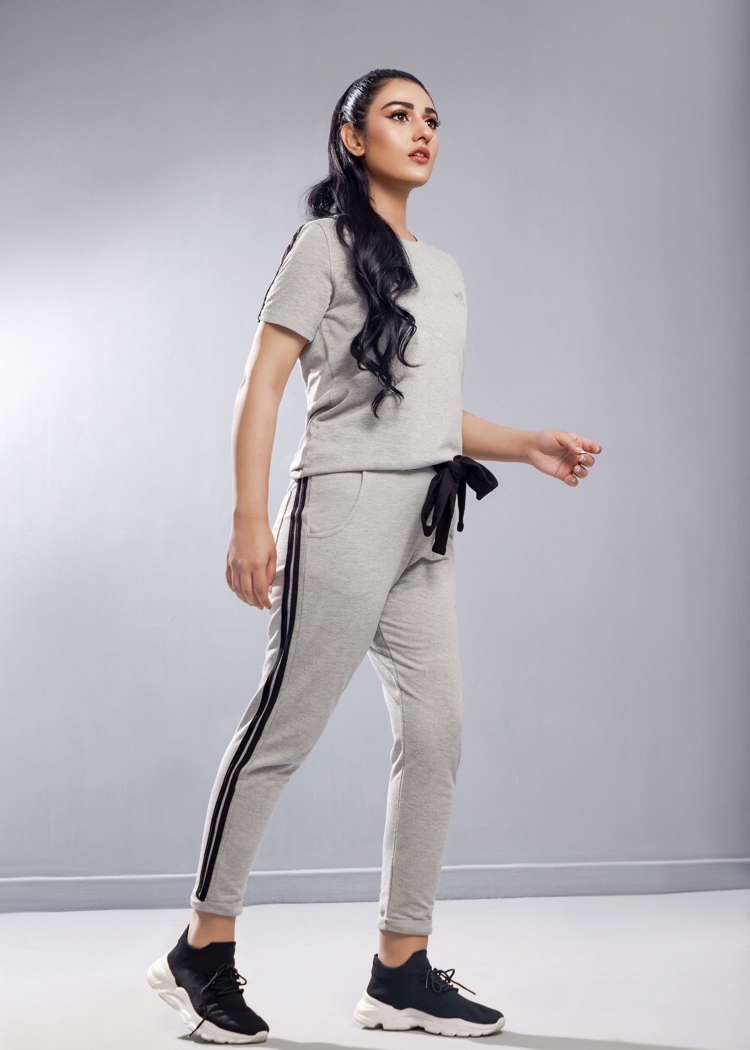 single jersey knit Tracksuit in Grey