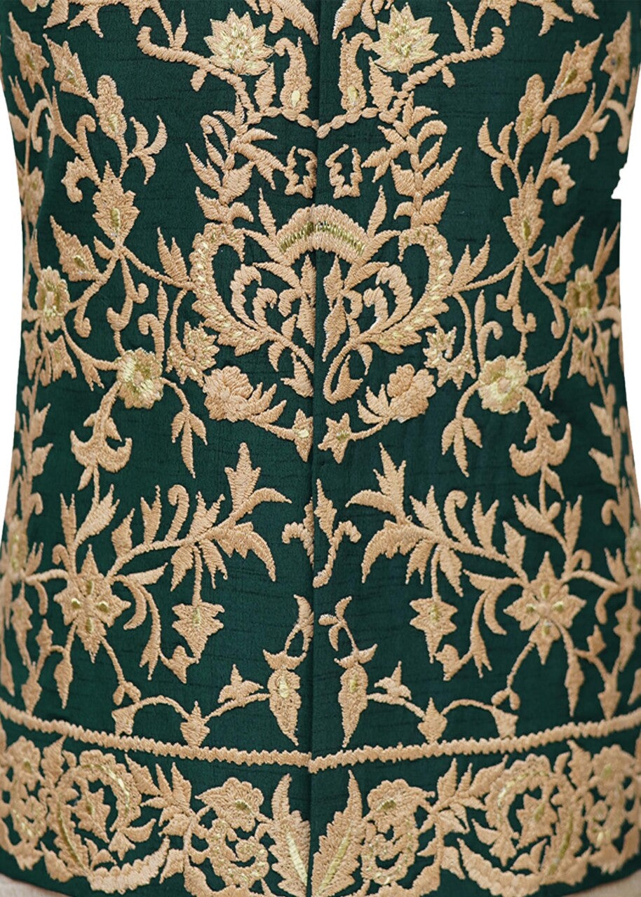 raw silk Waistcoat in Green