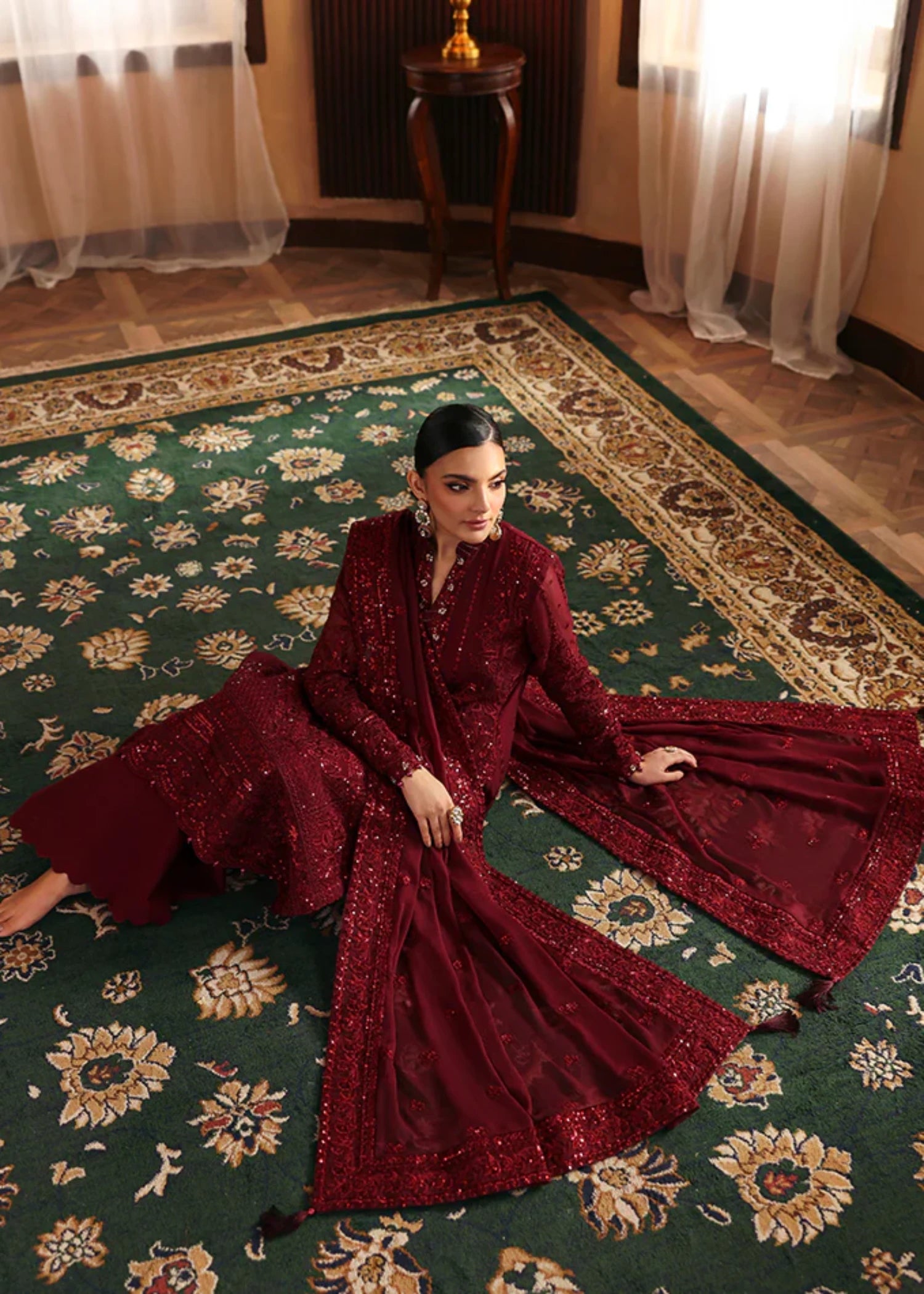 chiffon Sharara in Blood red